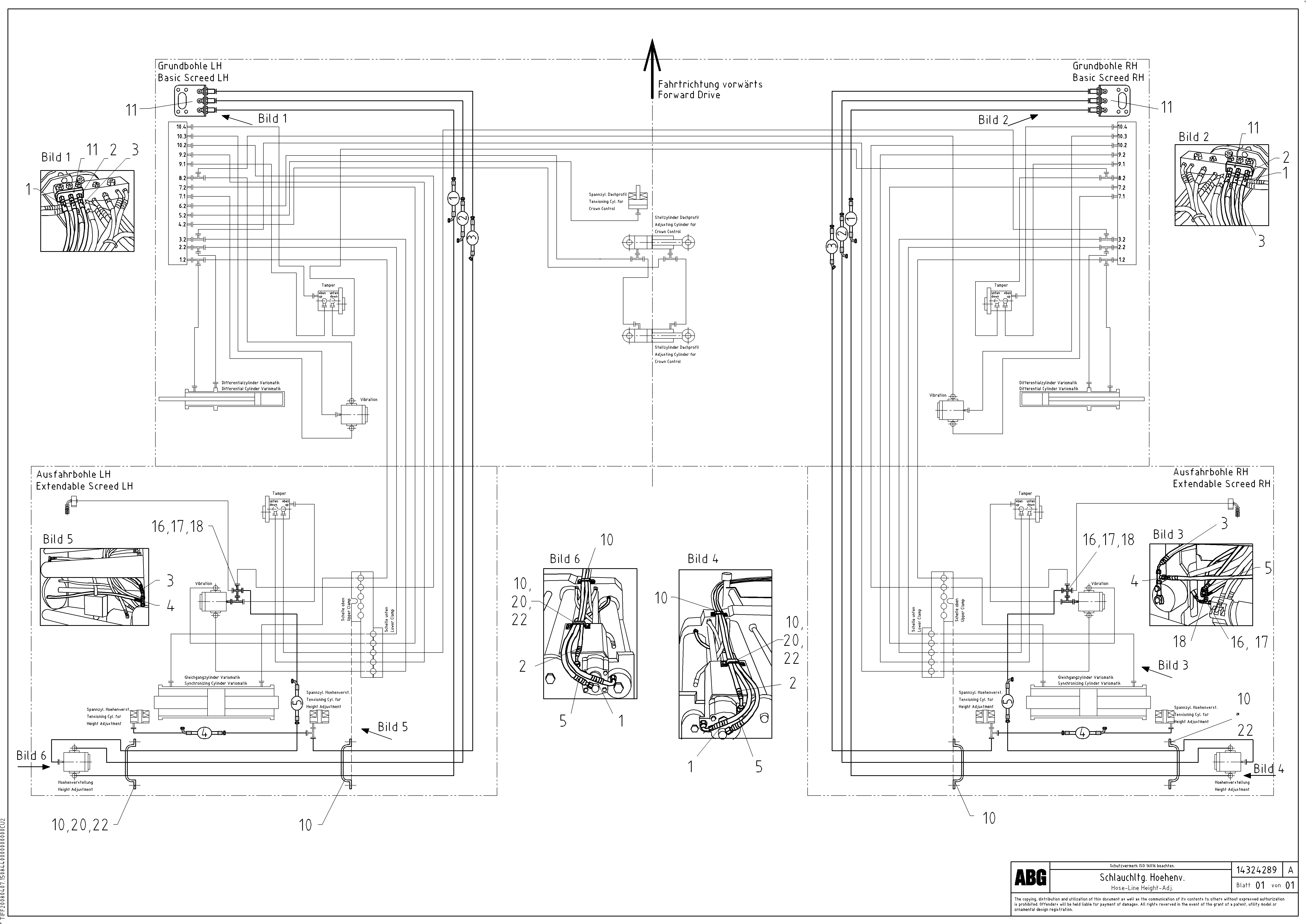 Схема запчастей Volvo ABG7820 - 70291 Hose-line, height-adjustment on basic and extandable screed VB 89 ETC ATT. SCREEDS 3,0 - 9,0M ABG7820, ABG7820B