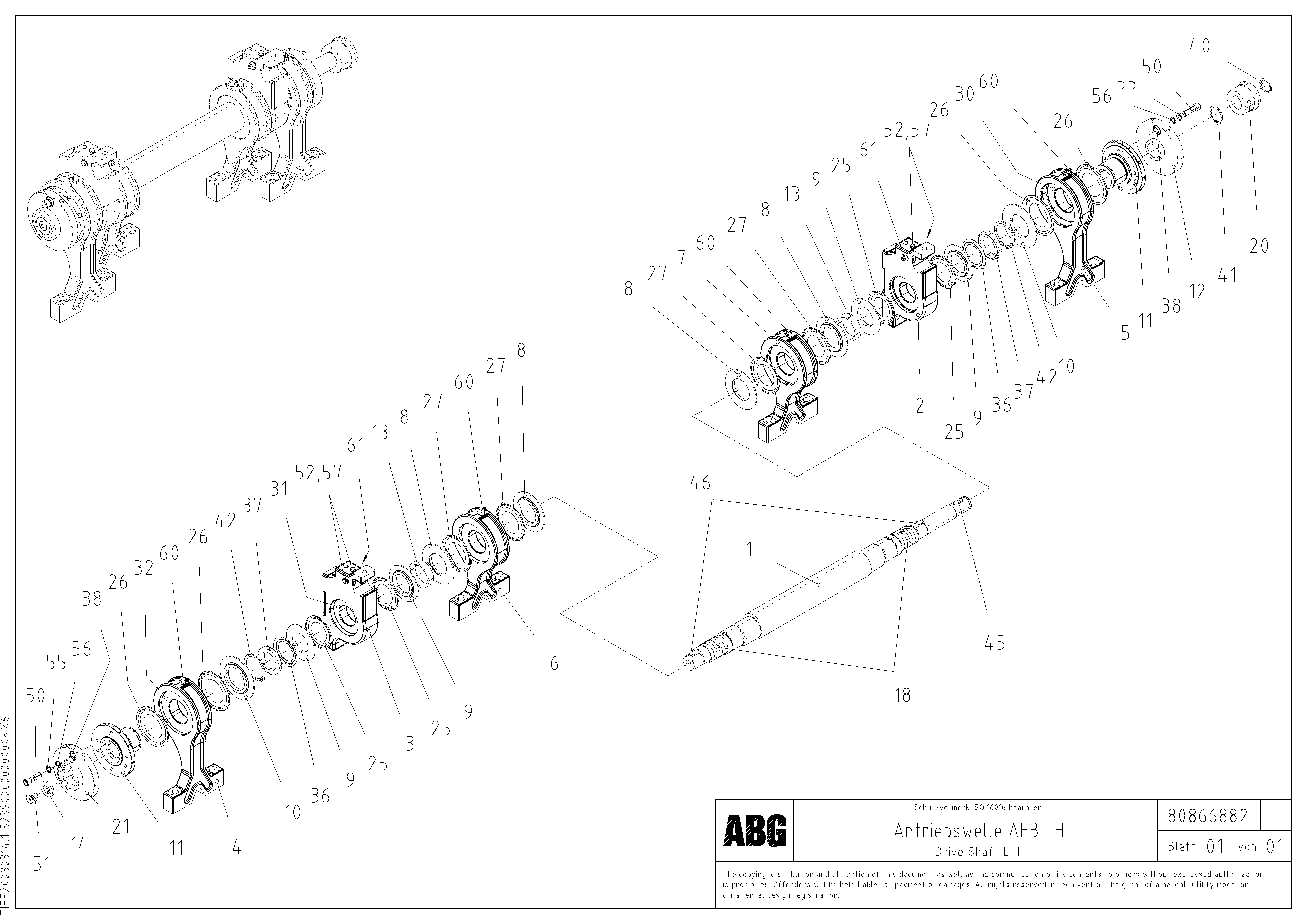 Схема запчастей Volvo ABG7820 - 79706 Tamper drive shaft for extendable screed VDT-V 78 ETC ATT. SCREED 2,5 - 9,0 M ABG6820, ABG7820/ABG7820B