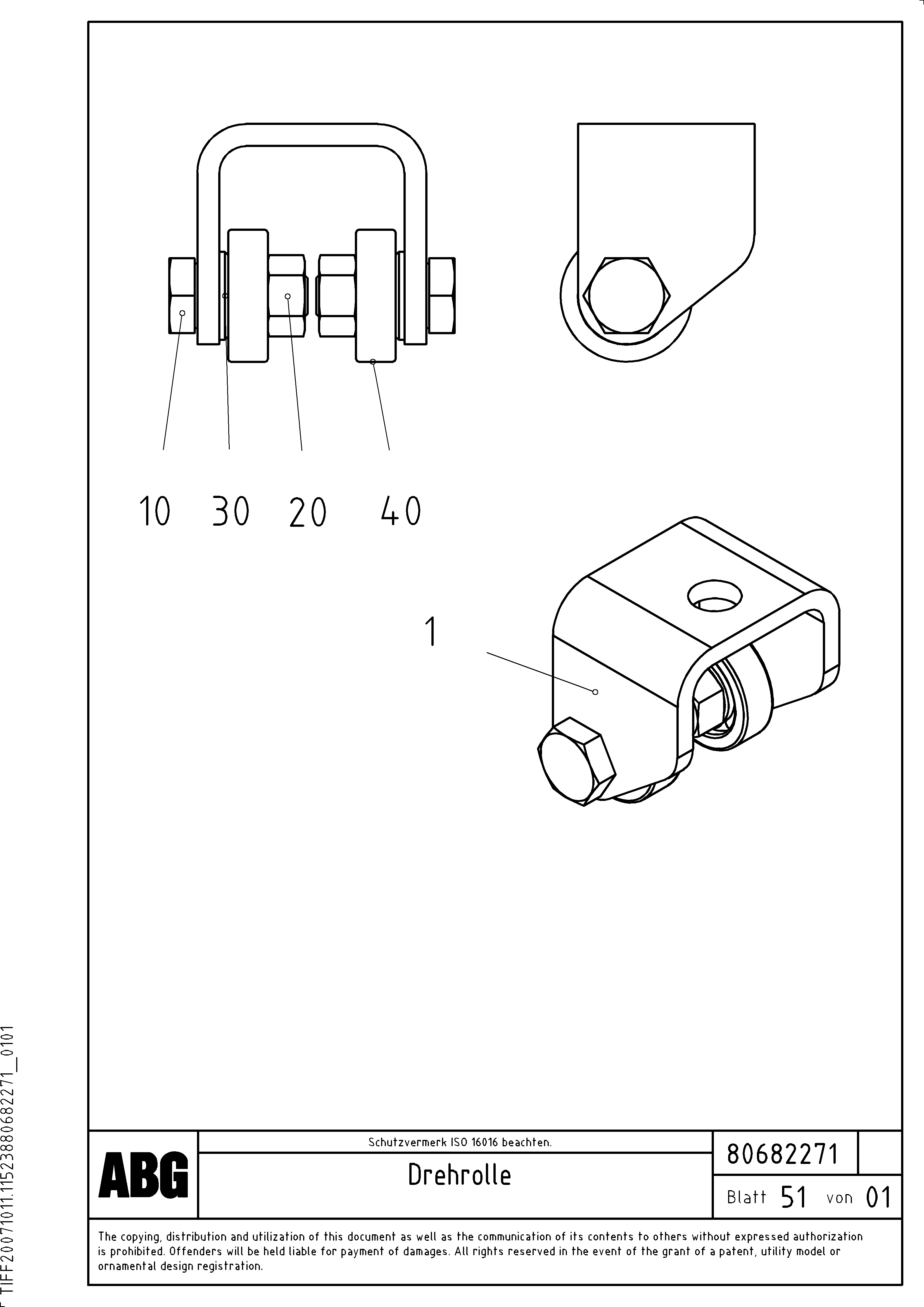 Схема запчастей Volvo ABG7820 - 69399 Turning roller for railing mounting VB 79 ETC ATT. SCREEDS 2,5 - 9,0M ABG7820, ABG7820B