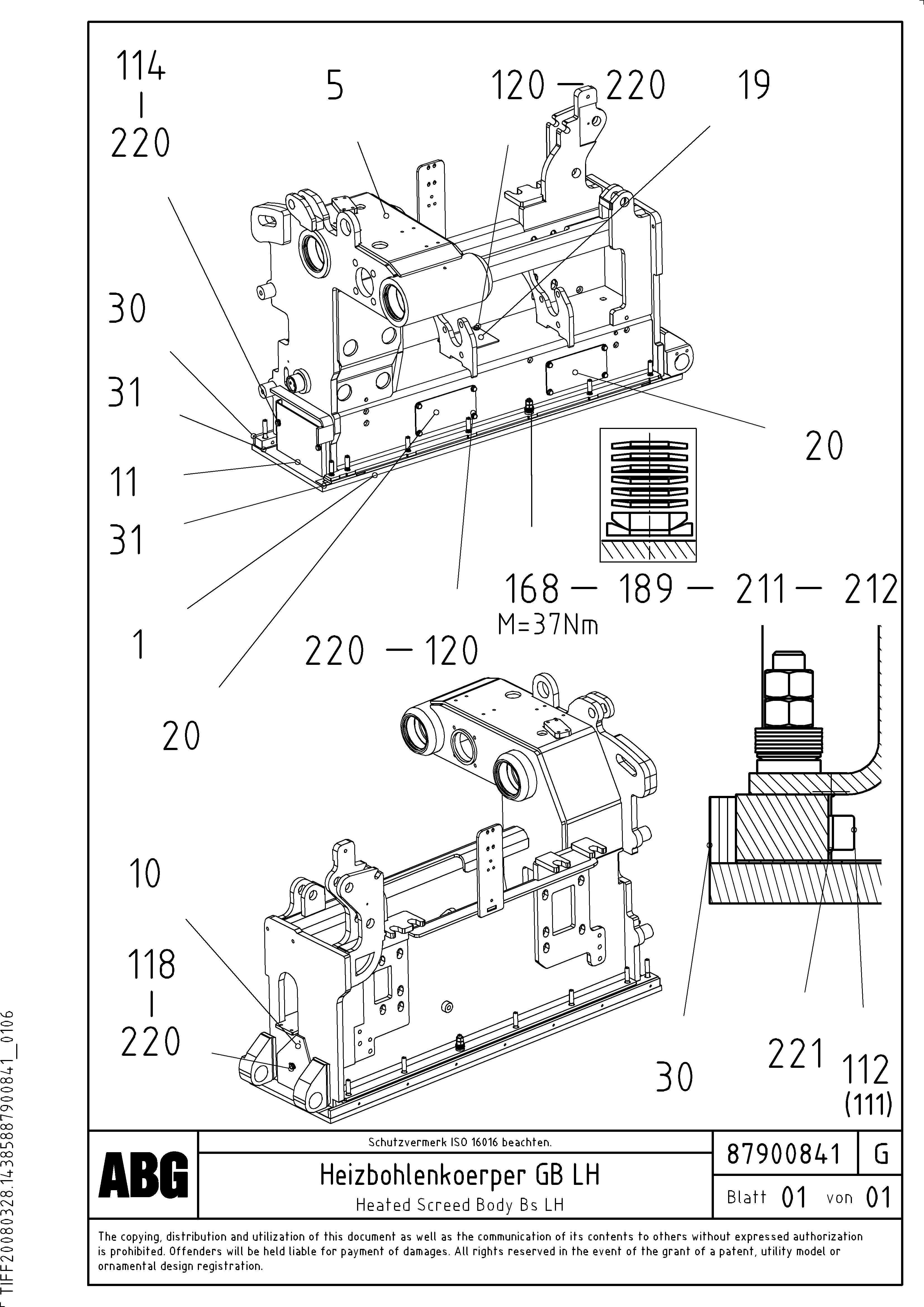 Схема запчастей Volvo ABG7820 - 76721 Heated body for basic screed VDT-V 78 ETC ATT. SCREED 2,5 - 9,0 M ABG6820, ABG7820/ABG7820B