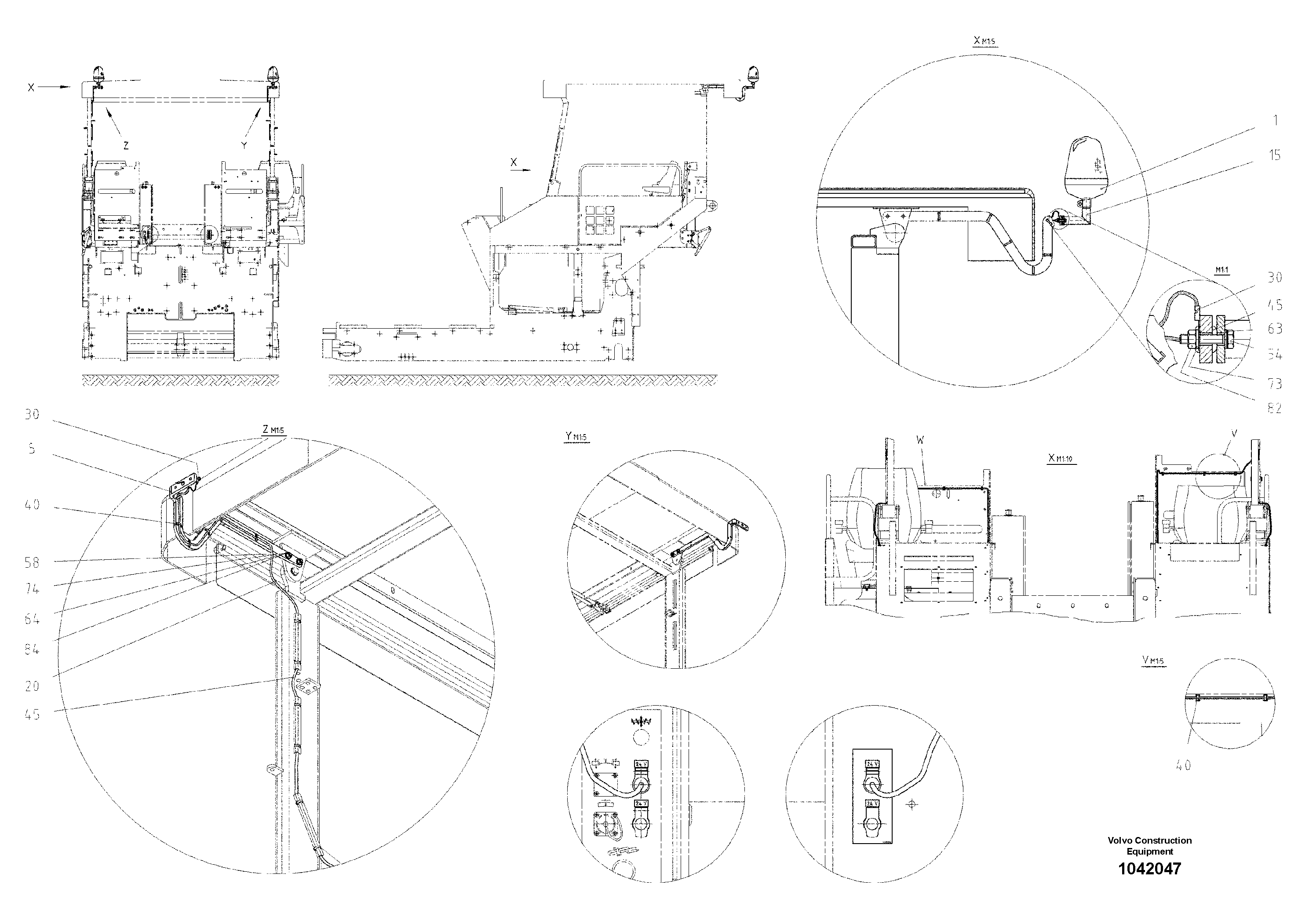 Схема запчастей Volvo ABG7820 - 9537 rotating beacon ABG7820/ABG7820B ABG7820 S/N 21064-23058 ABG7820B S/N 23059 -