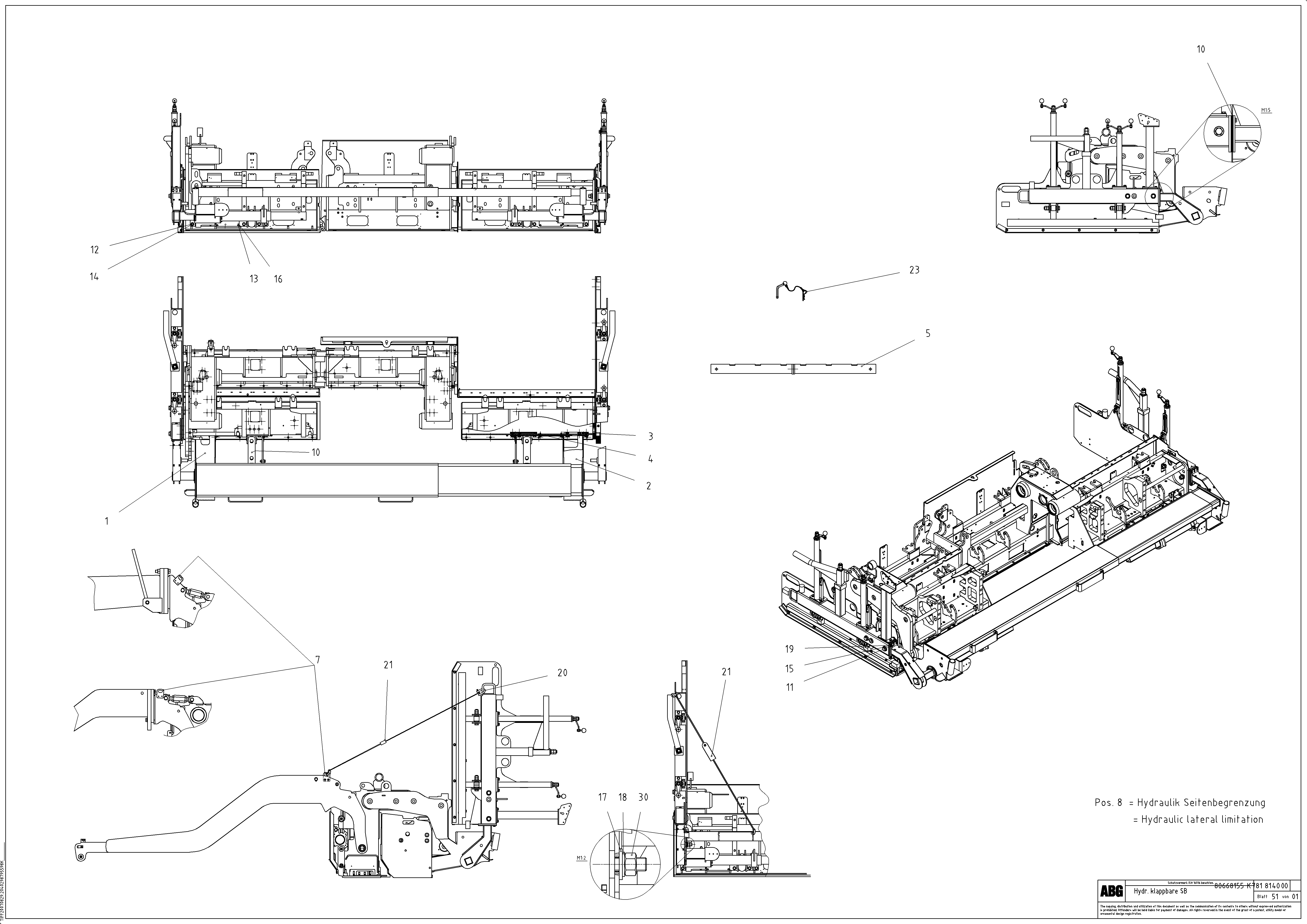 Схема запчастей Volvo ABG7820 - 80188 Hydraulic flapable lateral limitation VDT-V 88 ETC ATT. SCREEDS 3,0 - 9,0M ABG7820, ABG7820B
