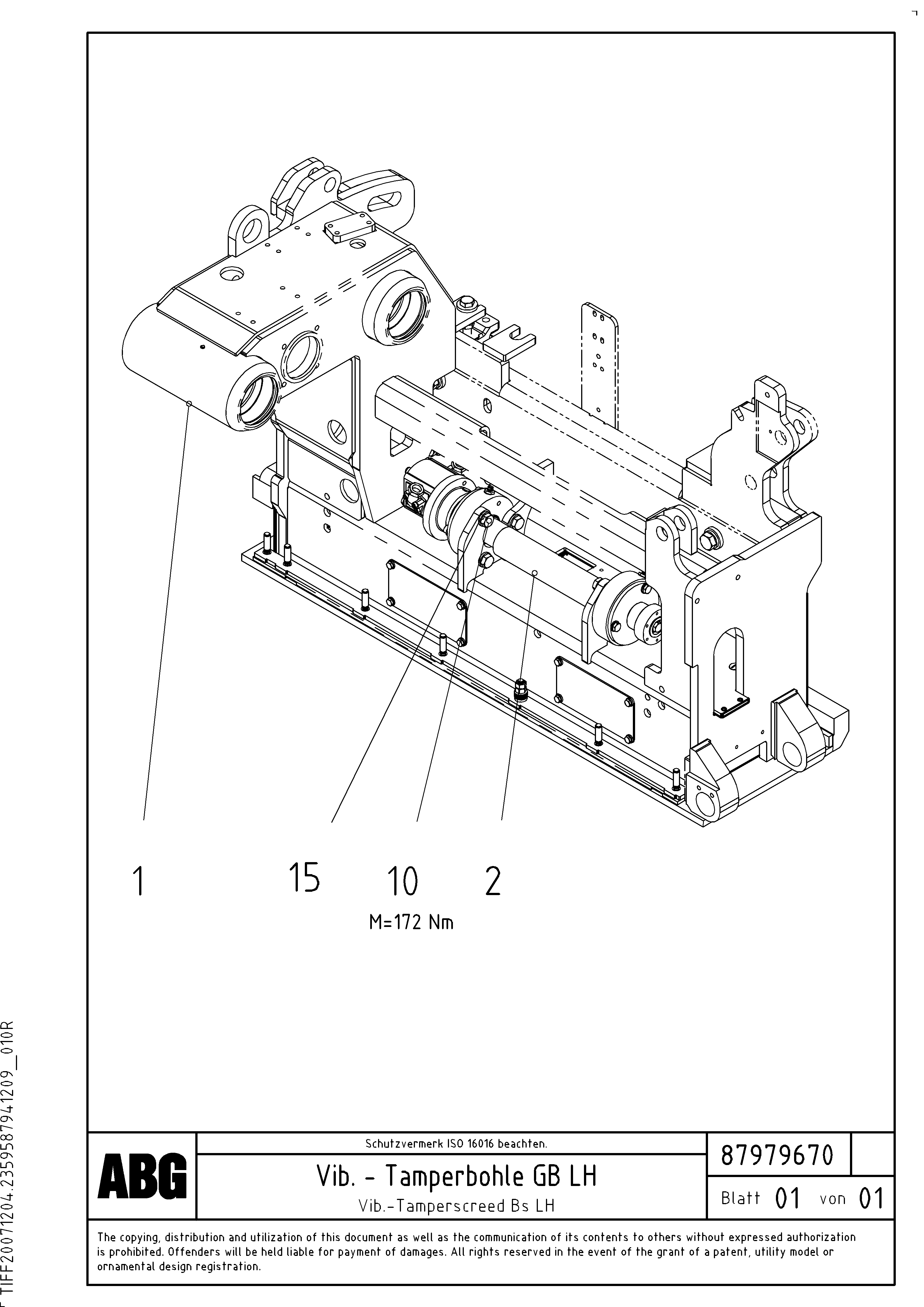 Схема запчастей Volvo ABG7820 - 73354 Vib.-tamperscreed for basic screed VB 78 GTC ATT. SCREEDS 2,5 - 9,0M ABG5820/6820/7820/7820B
