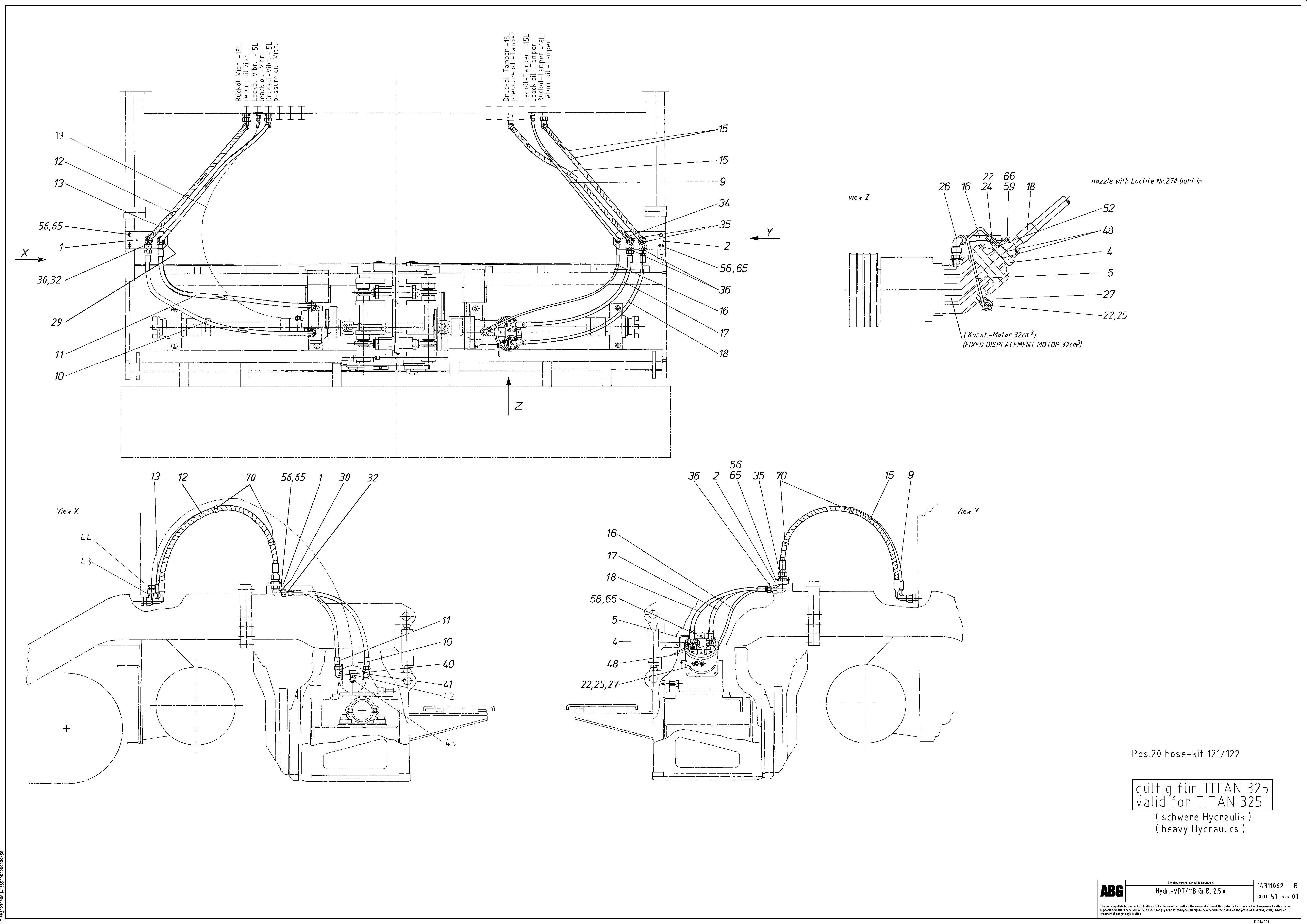 Схема запчастей Volvo ABG7820 - 88092 Hose line from paver to connection block VDT 121 ATT. SCREED 2,5 - 9,0 M ABG7820/ABG7820B