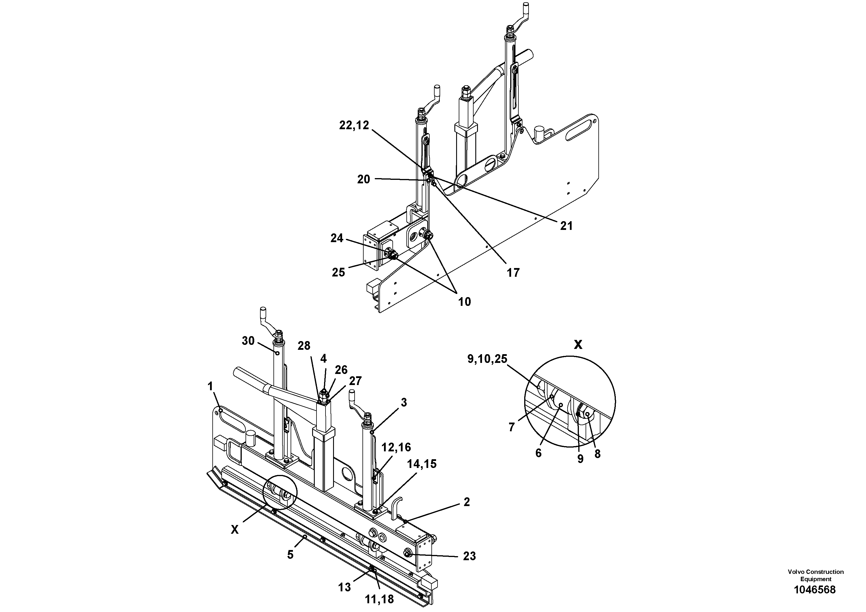Схема запчастей Volvo ABG7820 - 73780 Lateral Limitation VDT-V 78 ETC ATT. SCREED 2,5 - 9,0 M ABG6820, ABG7820/ABG7820B