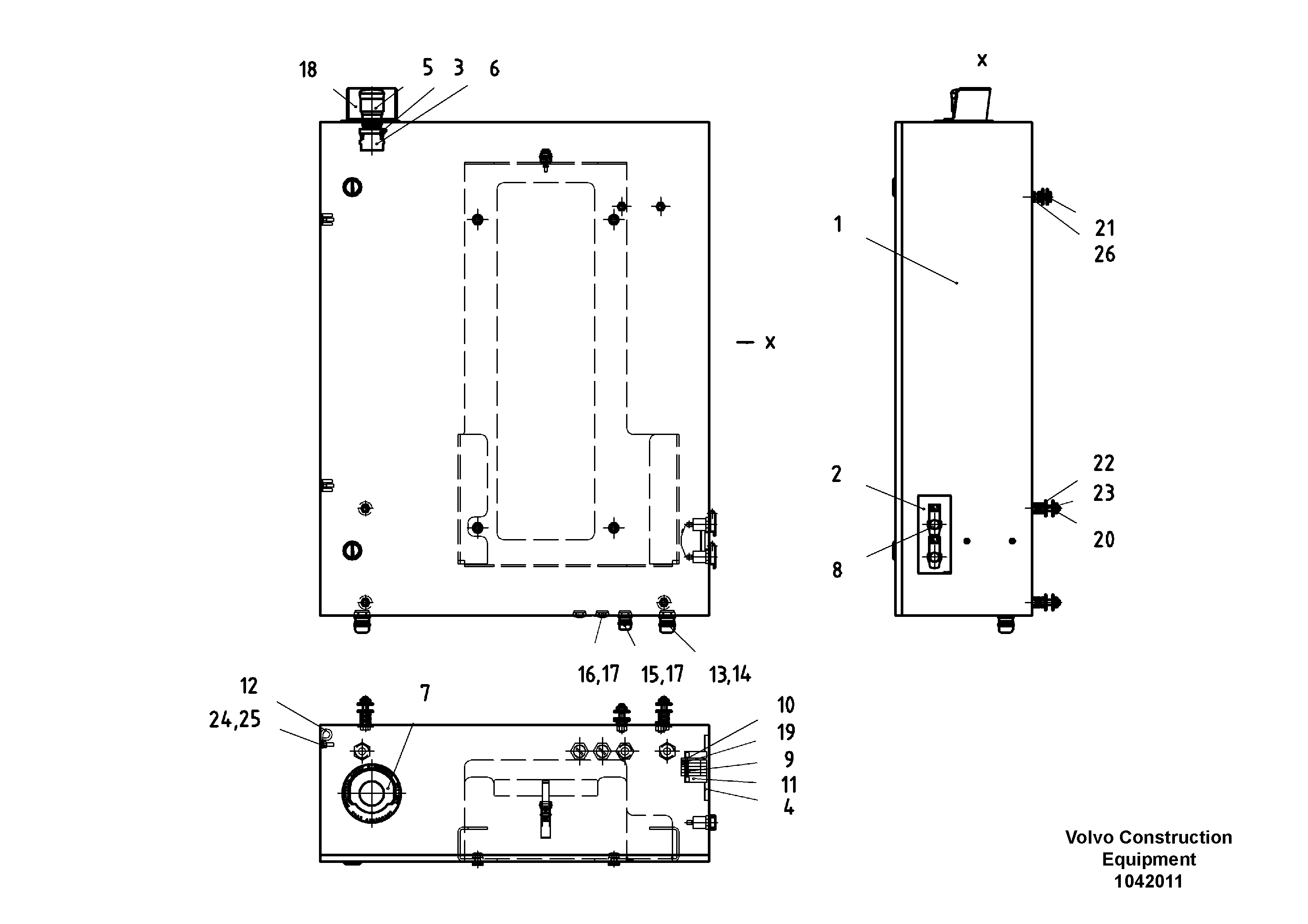 Схема запчастей Volvo ABG7820 - 30383 E-box Control panel ABG7820/ABG7820B ABG7820 S/N 21064-23058 ABG7820B S/N 23059 -