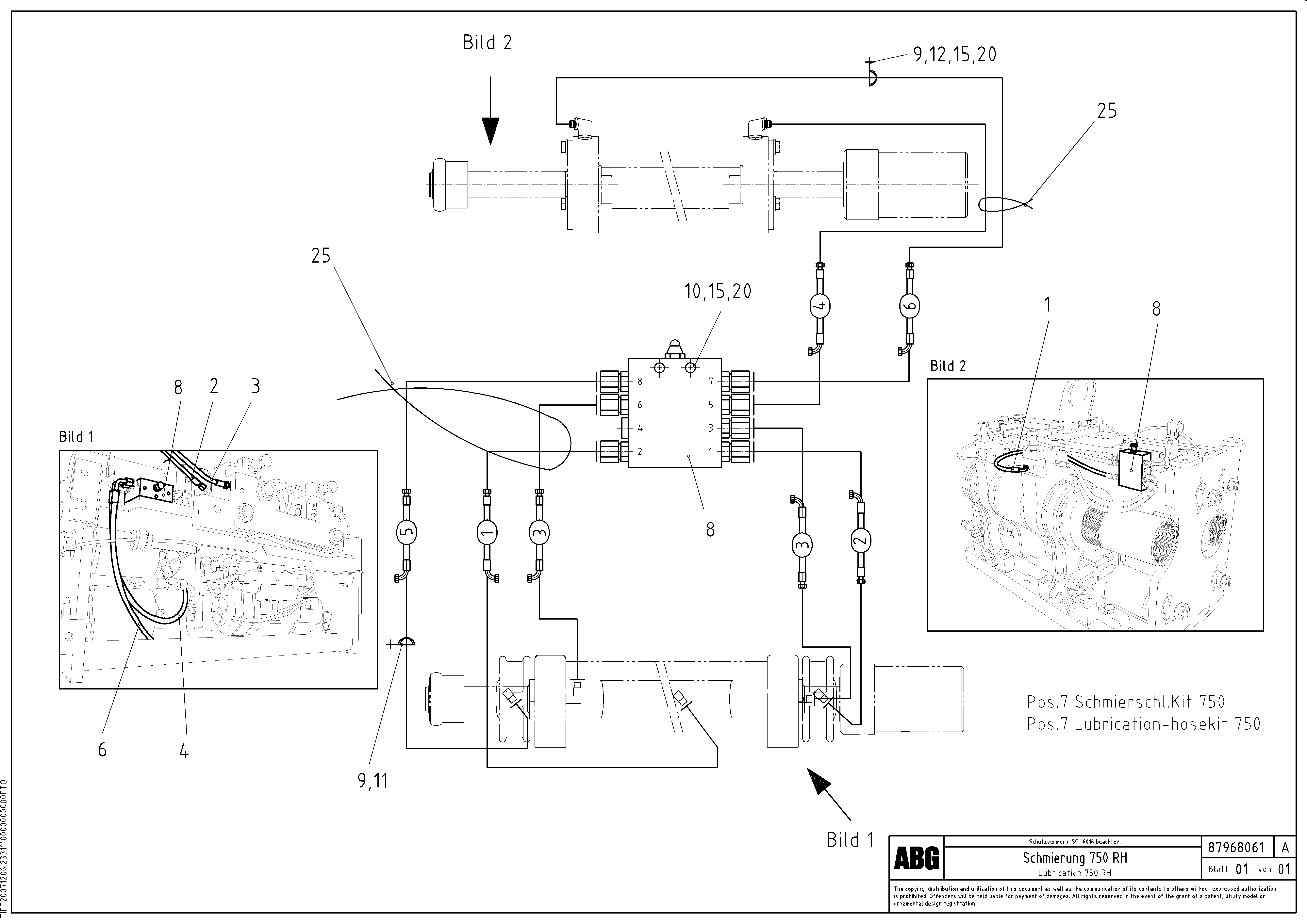 Схема запчастей Volvo ABG7820 - 72432 Lubrication hose kit for extension VDT-V 78 ETC ATT. SCREED 2,5 - 9,0 M ABG6820, ABG7820/ABG7820B