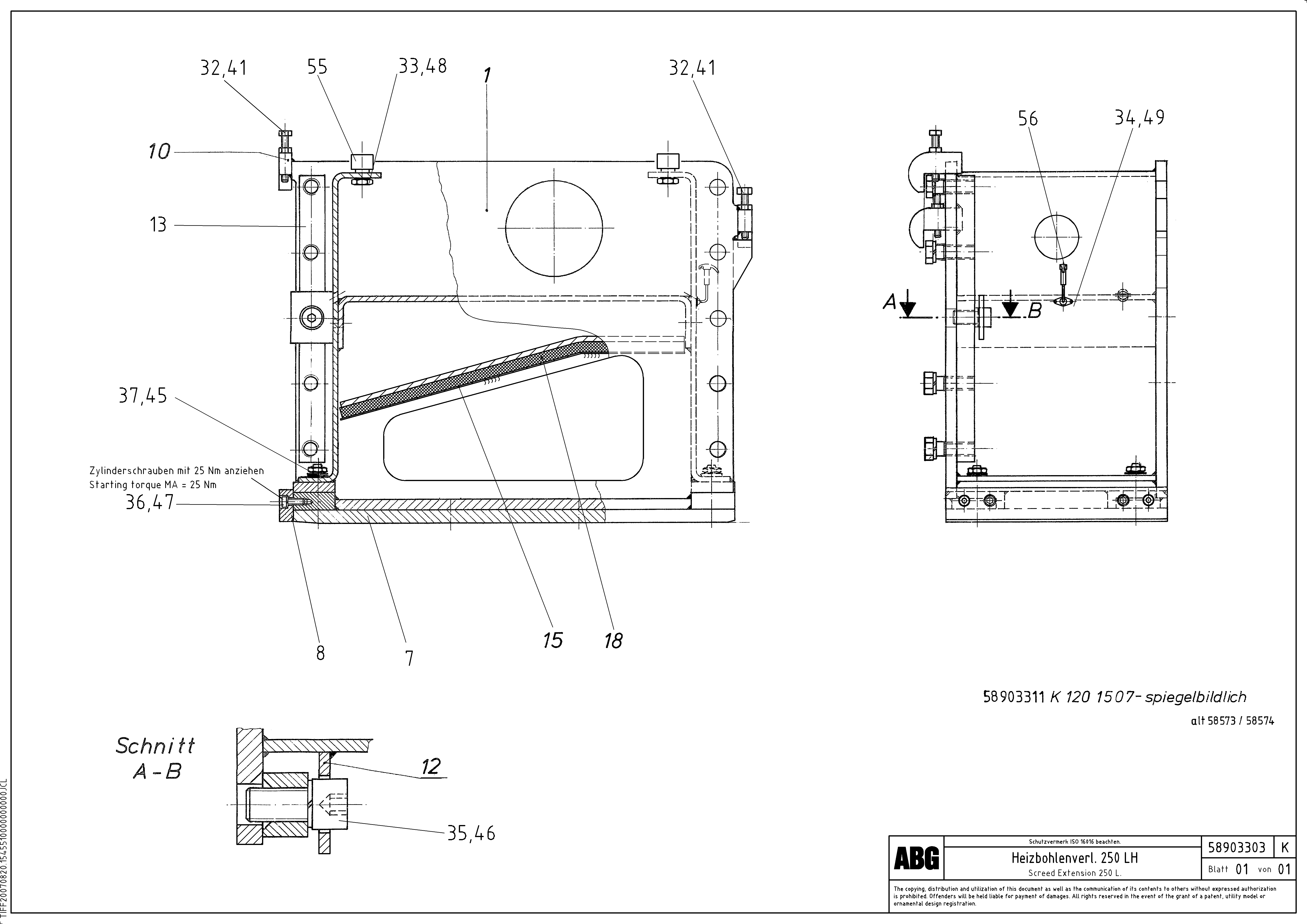 Схема запчастей Volvo ABG7820 - 86793 Screed extension VDT 121 ATT. SCREED 2,5 - 9,0 M ABG7820/ABG7820B