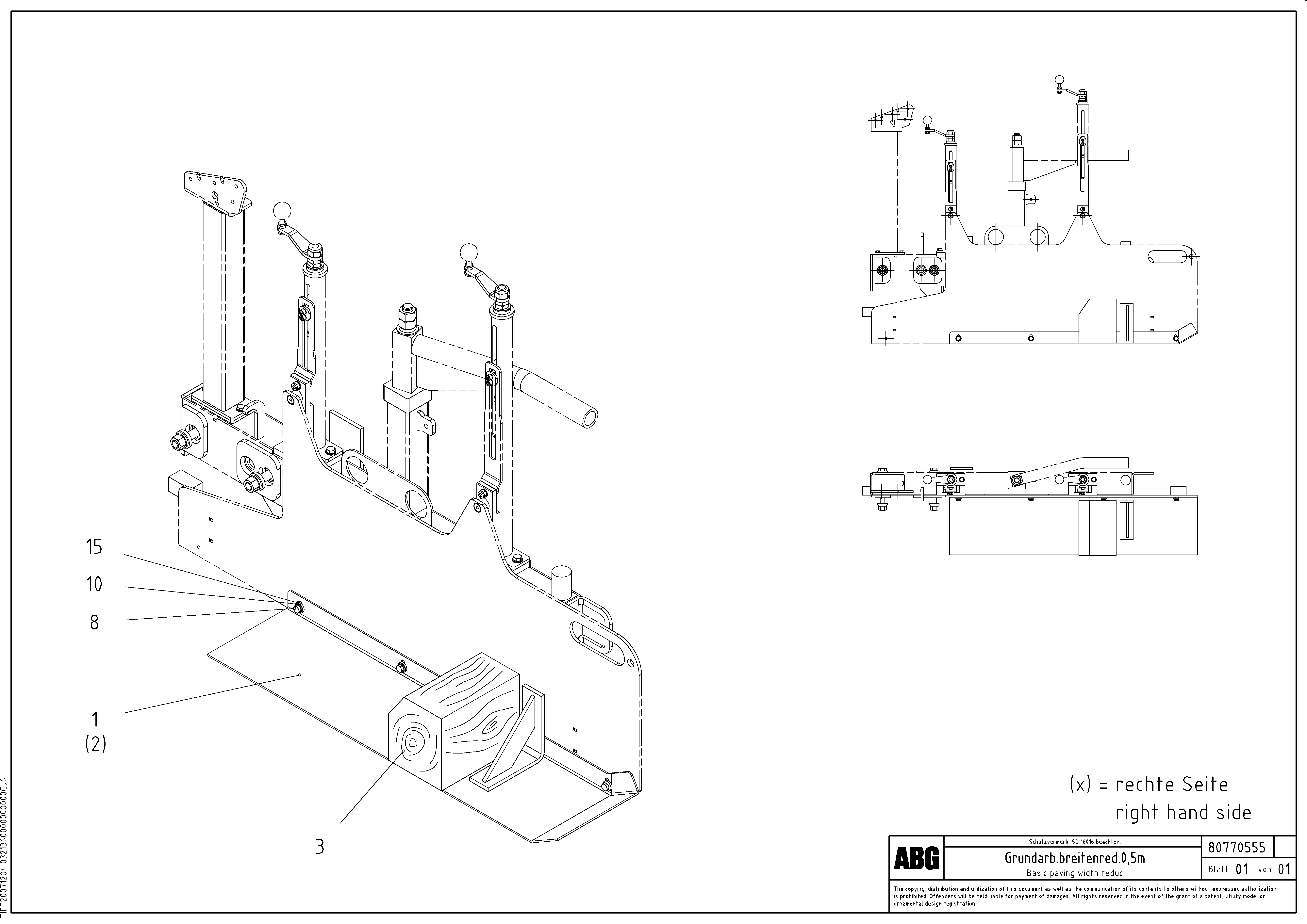 Схема запчастей Volvo ABG7820 - 72358 Basic paving width reduction 0.5 m on lateral limitation VB 78 GTC ATT. SCREEDS 2,5 - 9,0M ABG5820/6820/7820/7820B