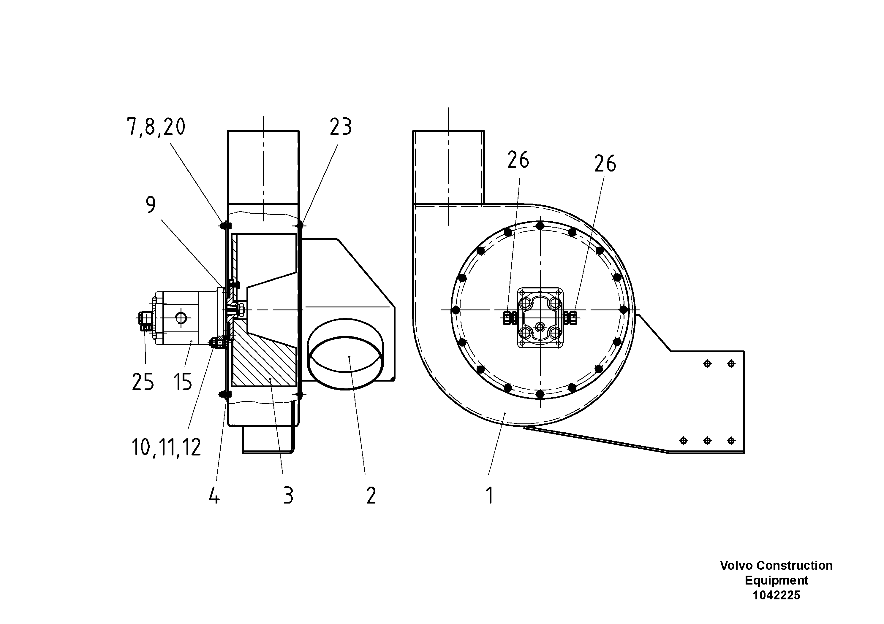 Схема запчастей Volvo ABG7820 - 45578 Fan Assembly ABG7820/ABG7820B ABG7820 S/N 21064-23058 ABG7820B S/N 23059 -
