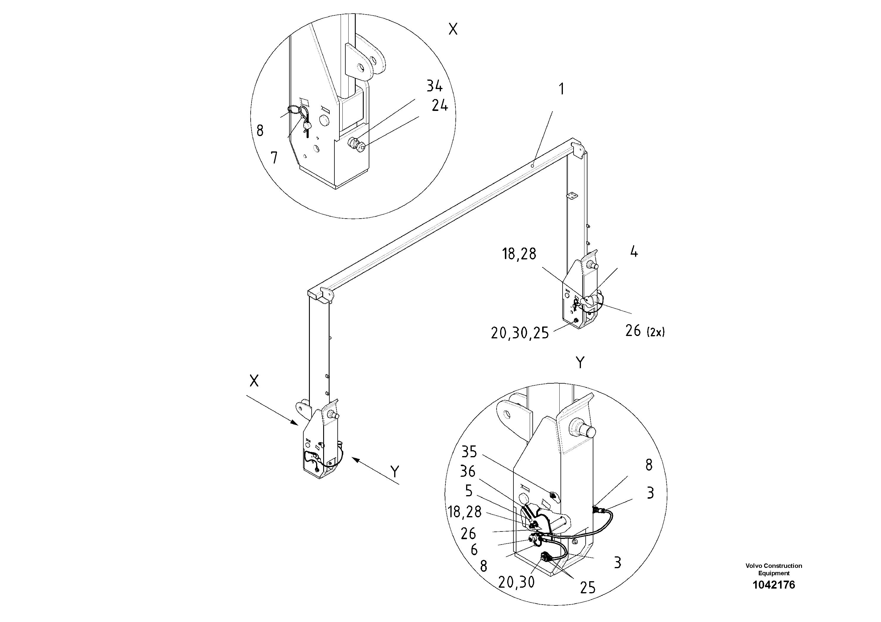 Схема запчастей Volvo ABG8820 - 83620 Roof Support ABG8820/ABG8820B ABG8820 S/N 21098-23354 ABG8820B S/N 23355-