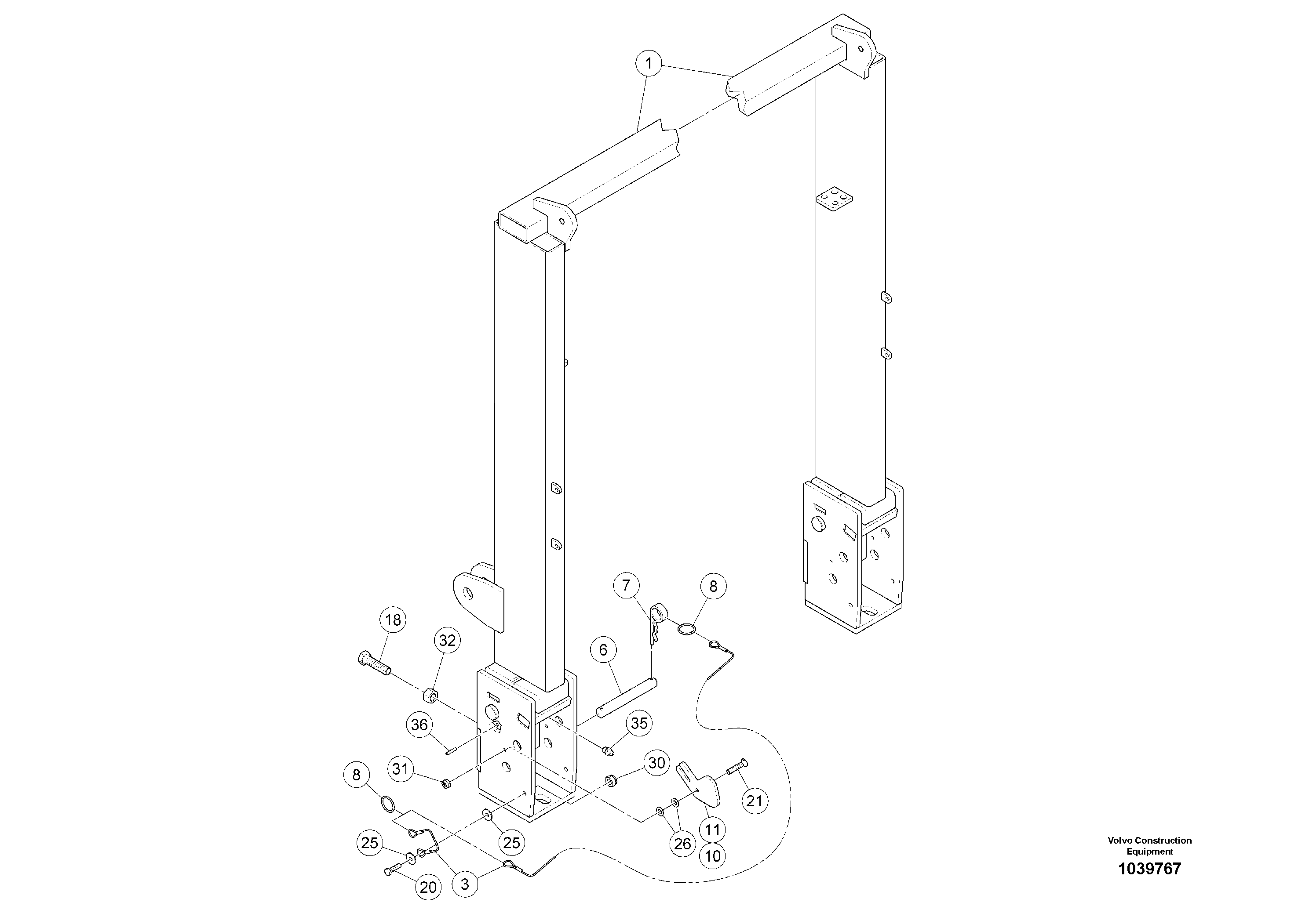 Схема запчастей Volvo ABG8820 - 86161 Roof Support ABG8820/ABG8820B ABG8820 S/N 21098-23354 ABG8820B S/N 23355-