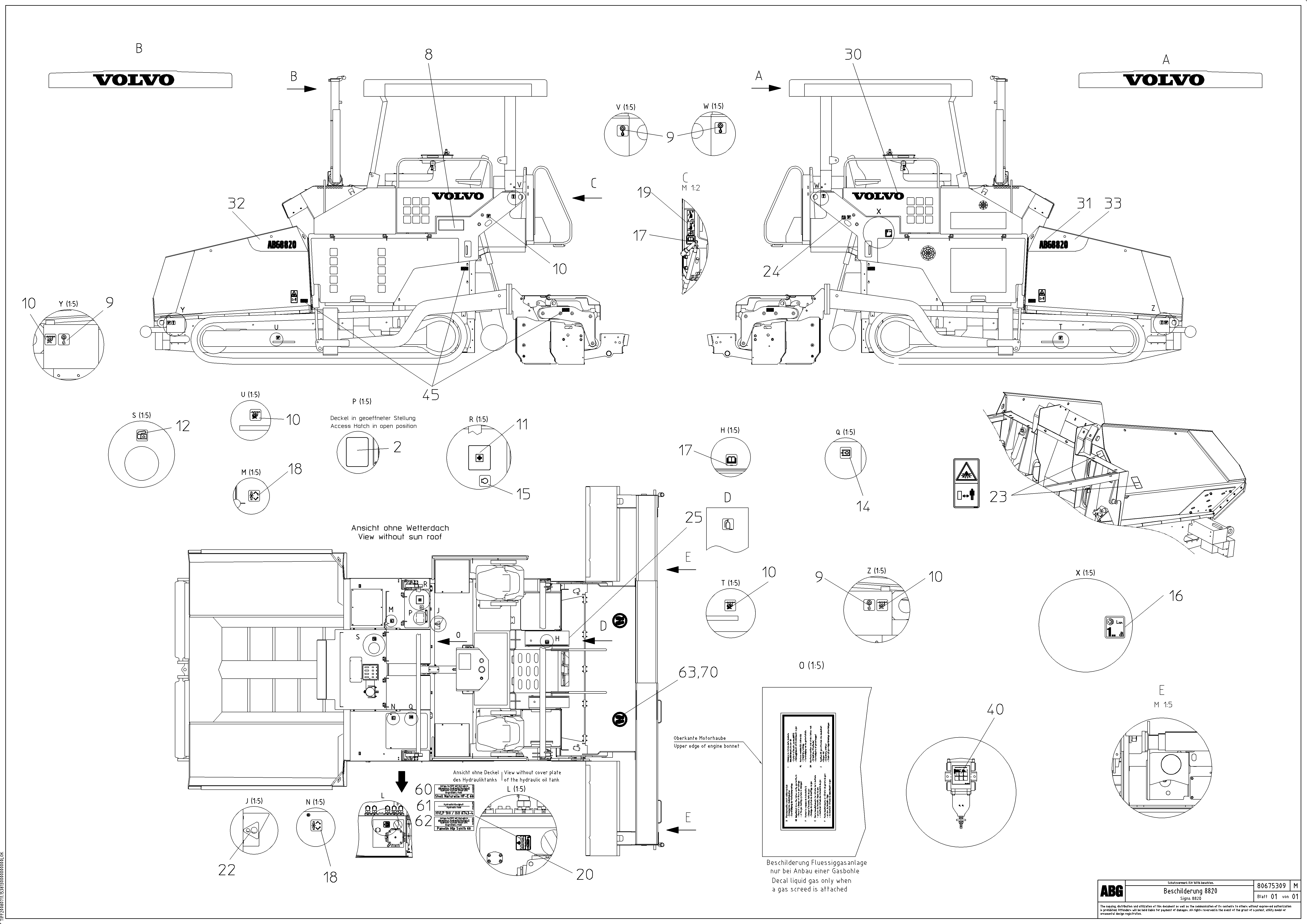 Схема запчастей Volvo ABG8820 - 764 Signs ABG8820/ABG8820B ABG8820 S/N 21098-23354 ABG8820B S/N 23355-