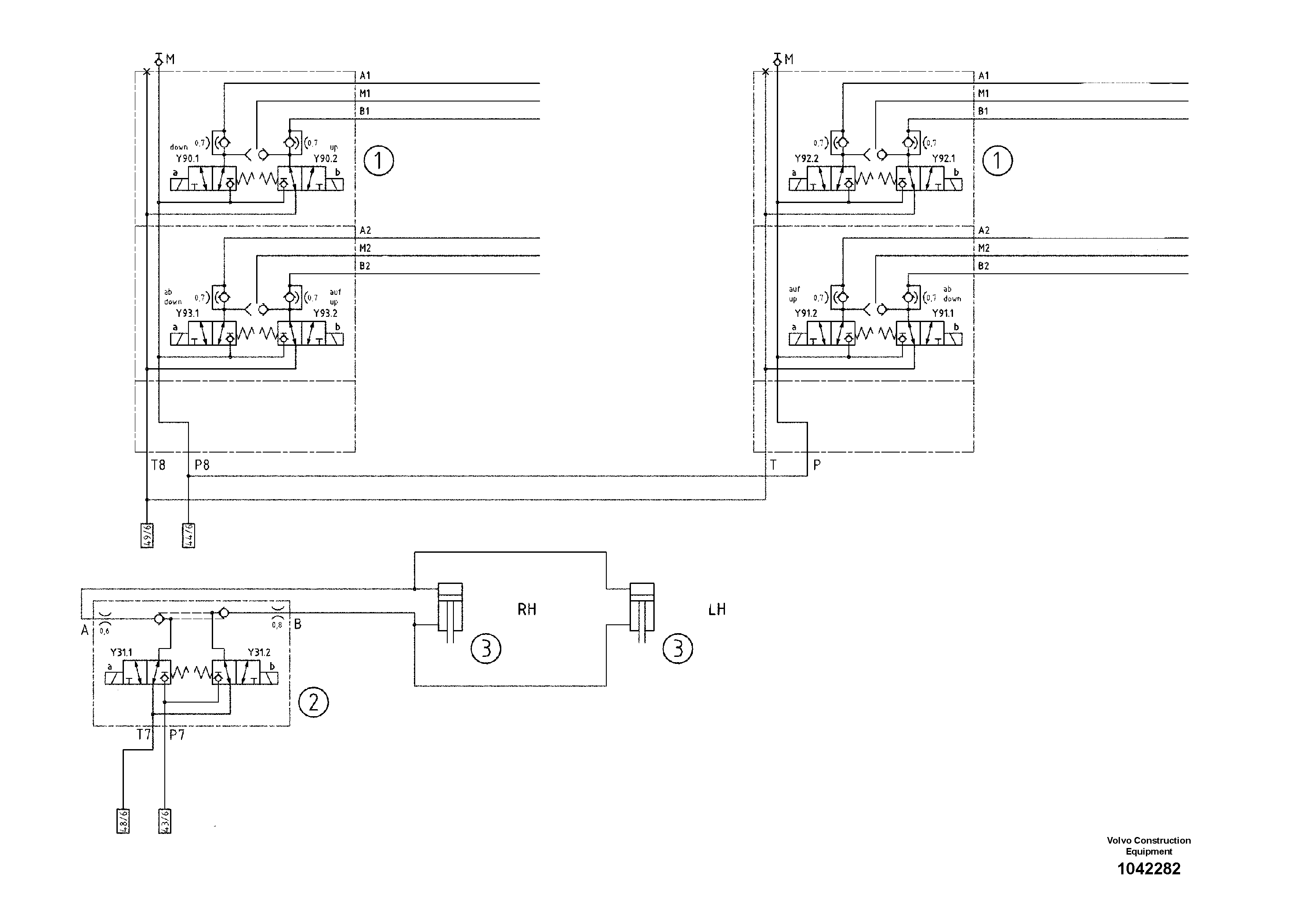Схема запчастей Volvo ABG8820 - 55194 Hydraulic diagram ABG8820/ABG8820B ABG8820 S/N 21098-23354 ABG8820B S/N 23355-