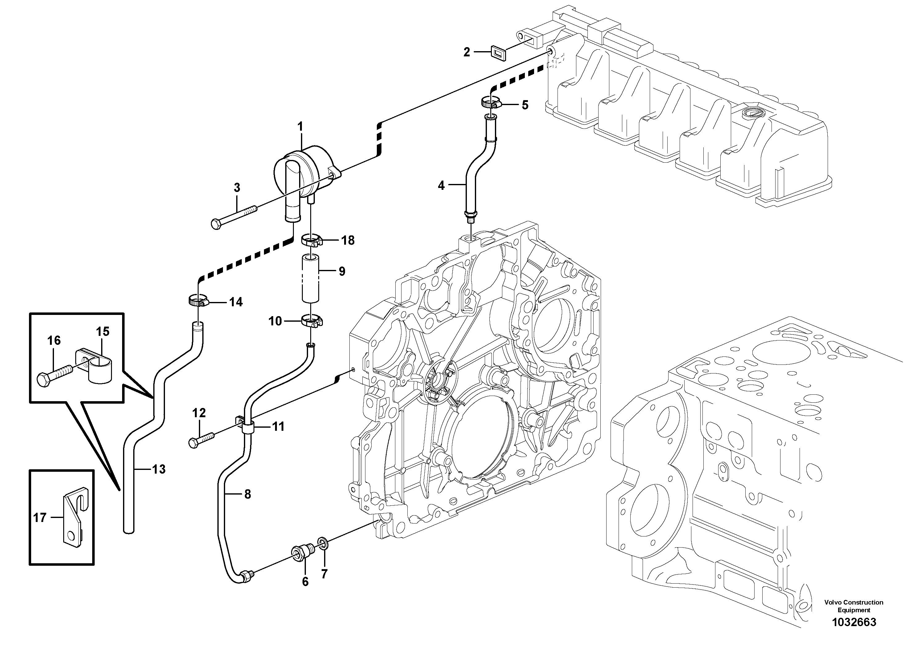 Схема запчастей Volvo ABG8820 - 34375 Crankcase ventilation ABG8820/ABG8820B ABG8820 S/N 21098-23354 ABG8820B S/N 23355-
