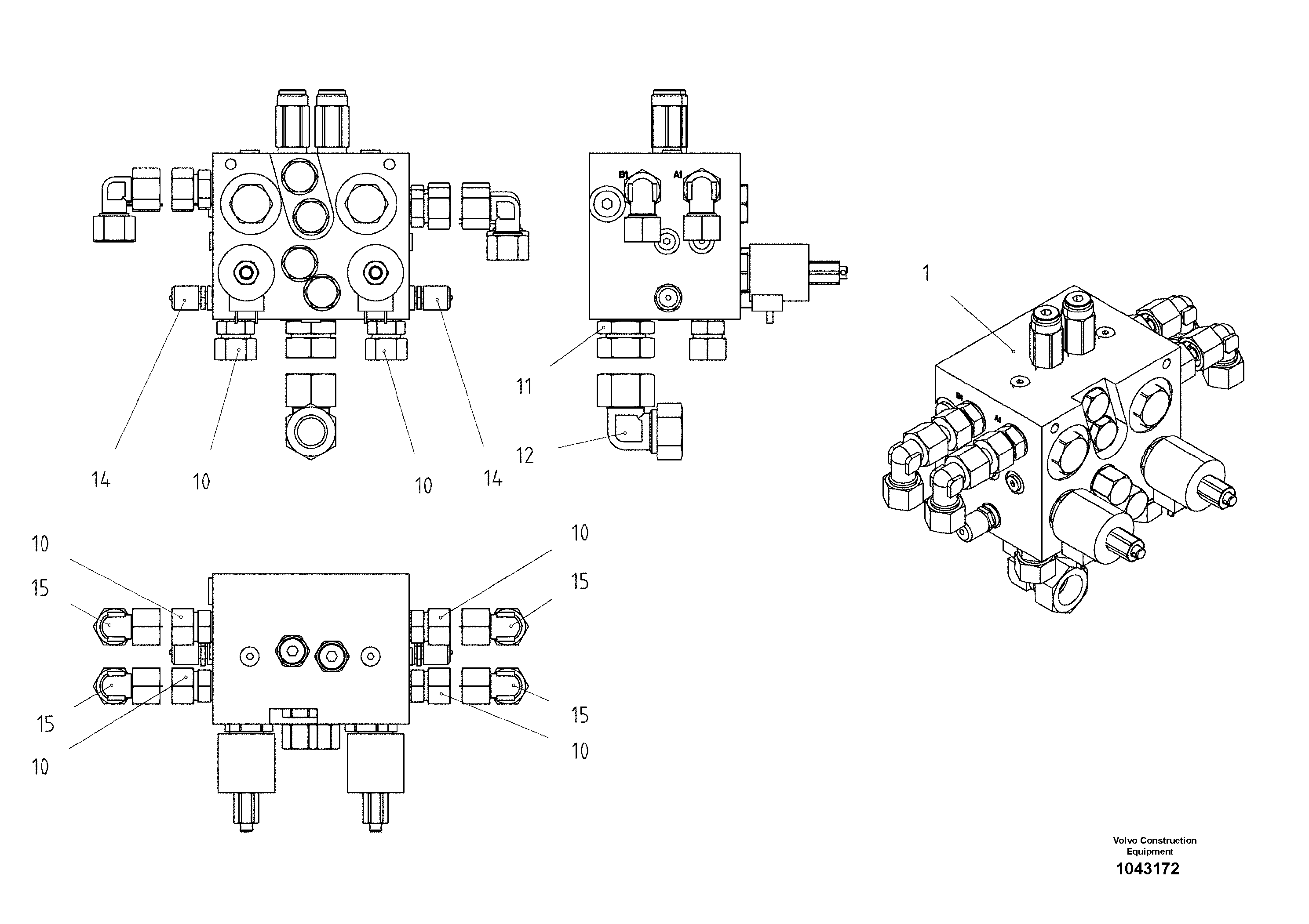 Схема запчастей Volvo ABG8820 - 56152 Valve block ABG8820/ABG8820B ABG8820 S/N 21098-23354 ABG8820B S/N 23355-