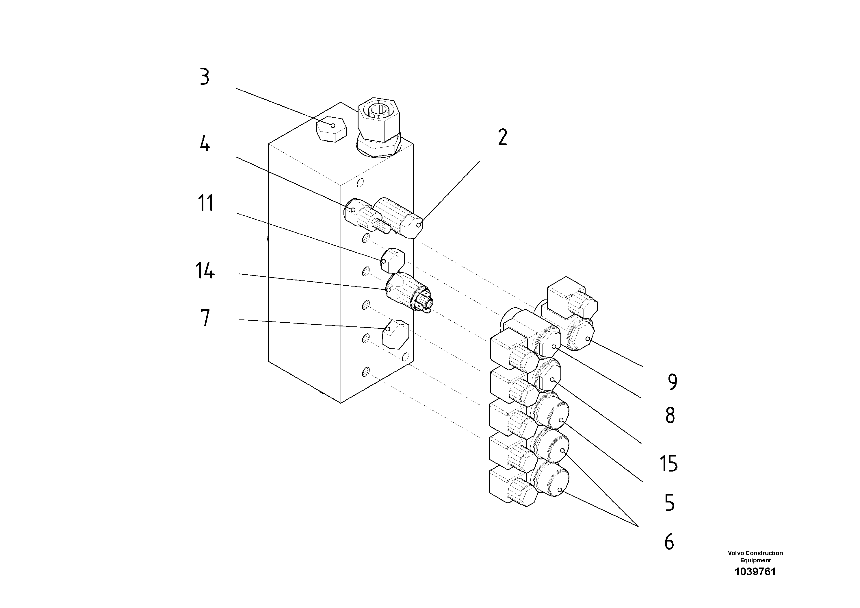 Схема запчастей Volvo ABG8820 - 56624 Valve block Cylinder Levelling ABG8820/ABG8820B ABG8820 S/N 21098-23354 ABG8820B S/N 23355-