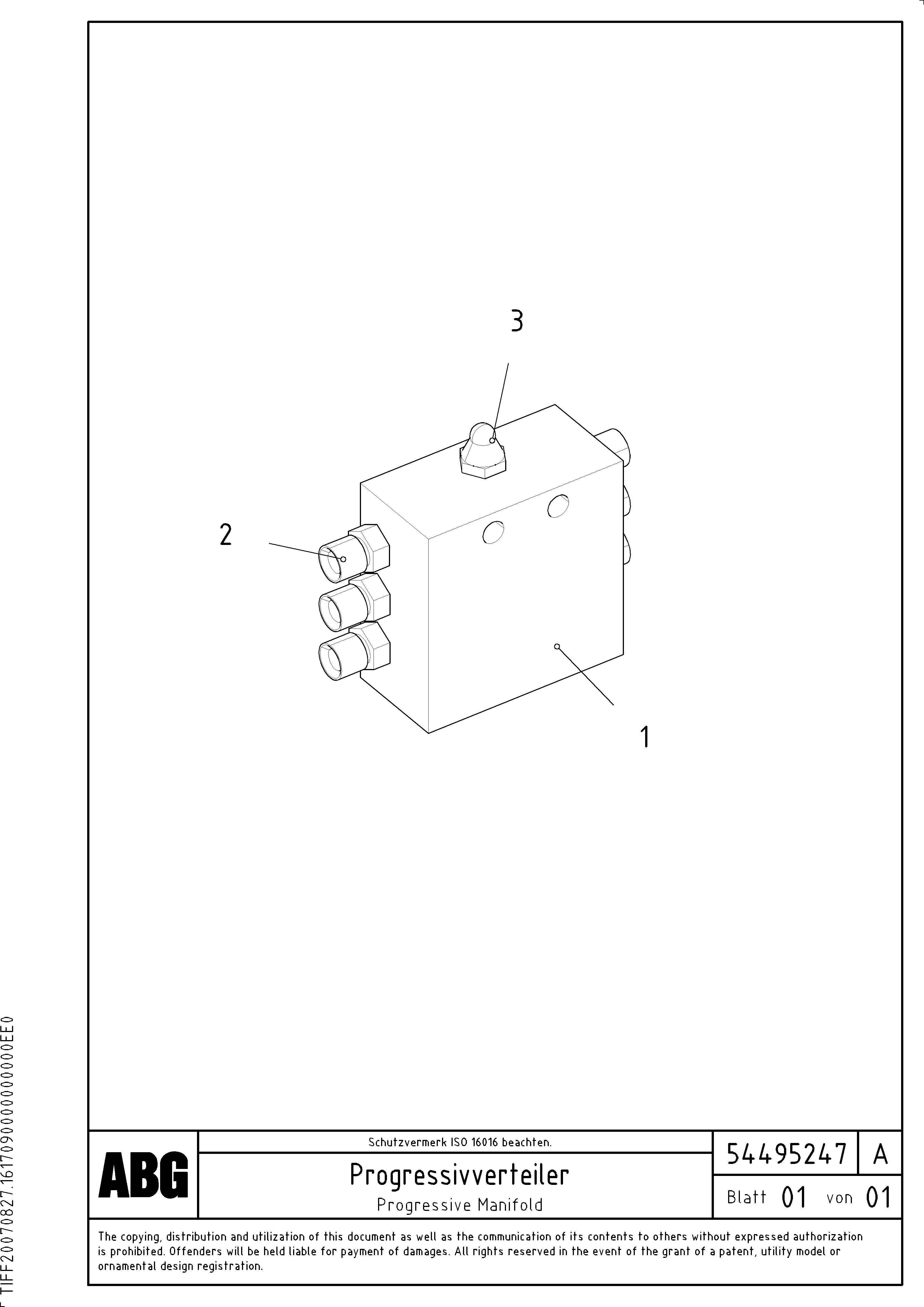 Схема запчастей Volvo ABG8820 - 80706 Progressive manifold for extension VB 78 ETC ATT. SCREED 2,5 - 9,0 M ABG8820/ABG8820B