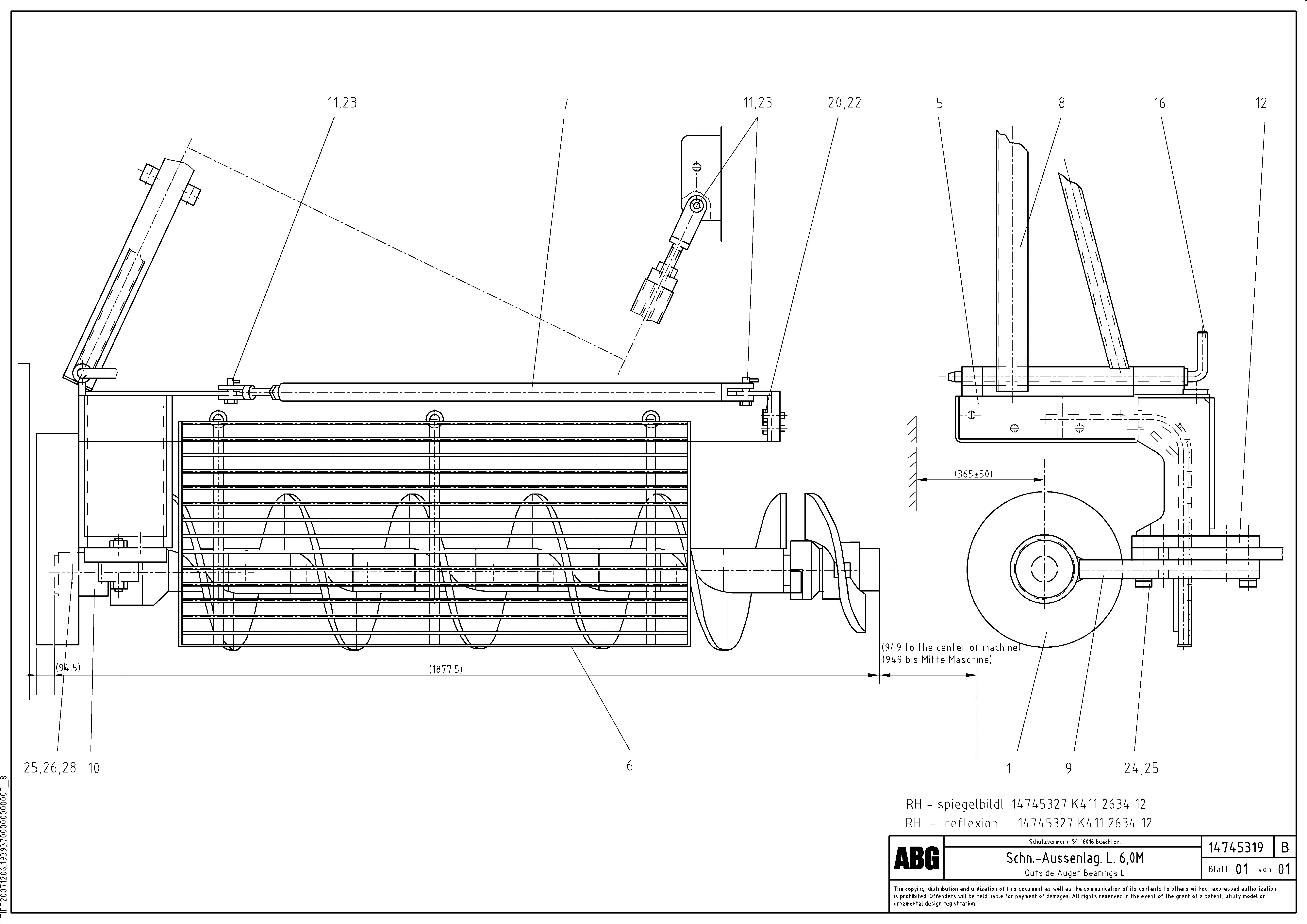 Схема запчастей Volvo ABG8820 - 81113 Outer auger bearing for auger extension VDT-V 78 ETC ATT. SCREED 2,5 - 9,0 M ABG8820/ABG8820B