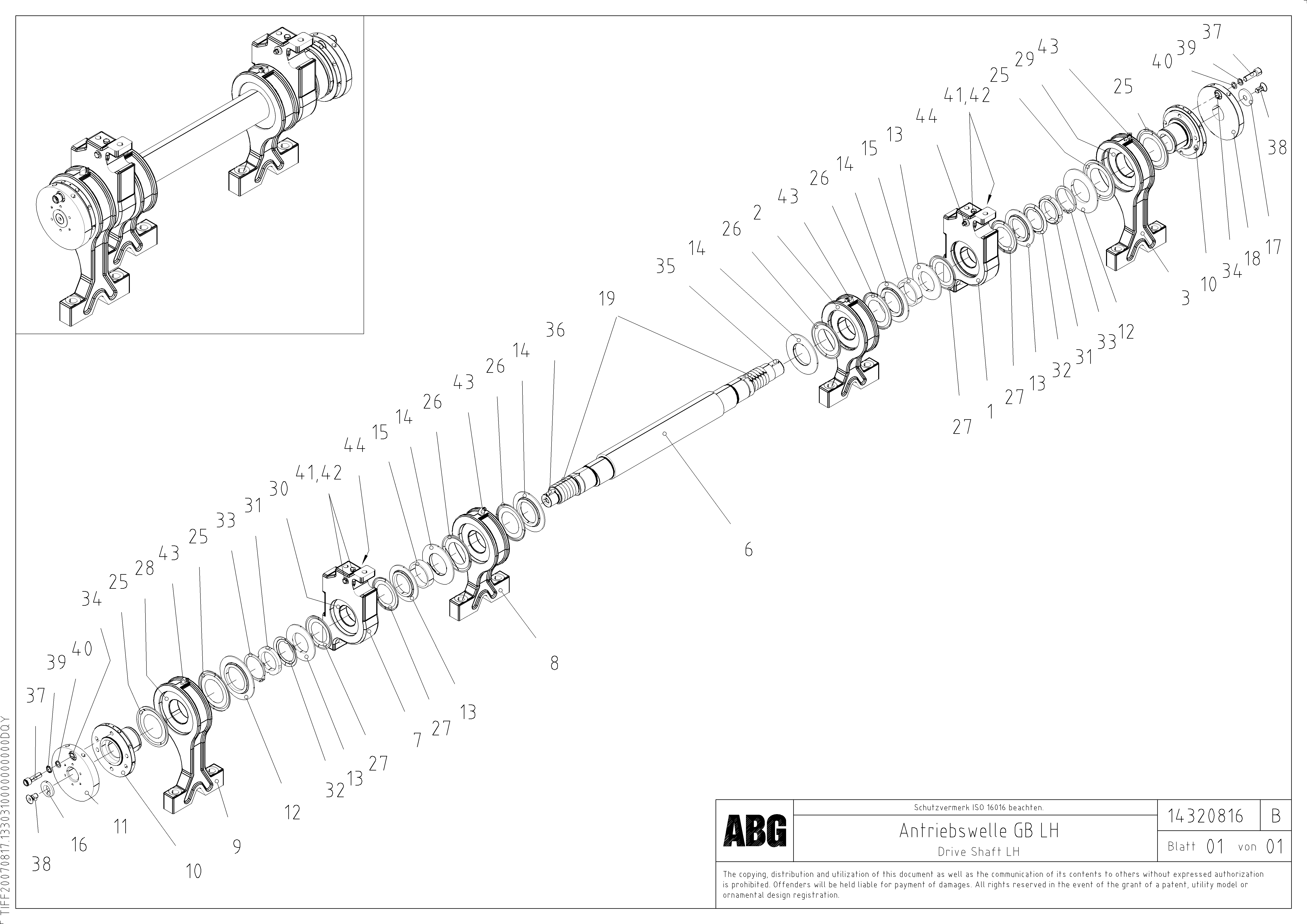 Схема запчастей Volvo ABG8820 - 72536 Tamper drive shaft for tamper/basic screed VDT-V 78 ETC ATT. SCREED 2,5 - 9,0 M ABG8820/ABG8820B