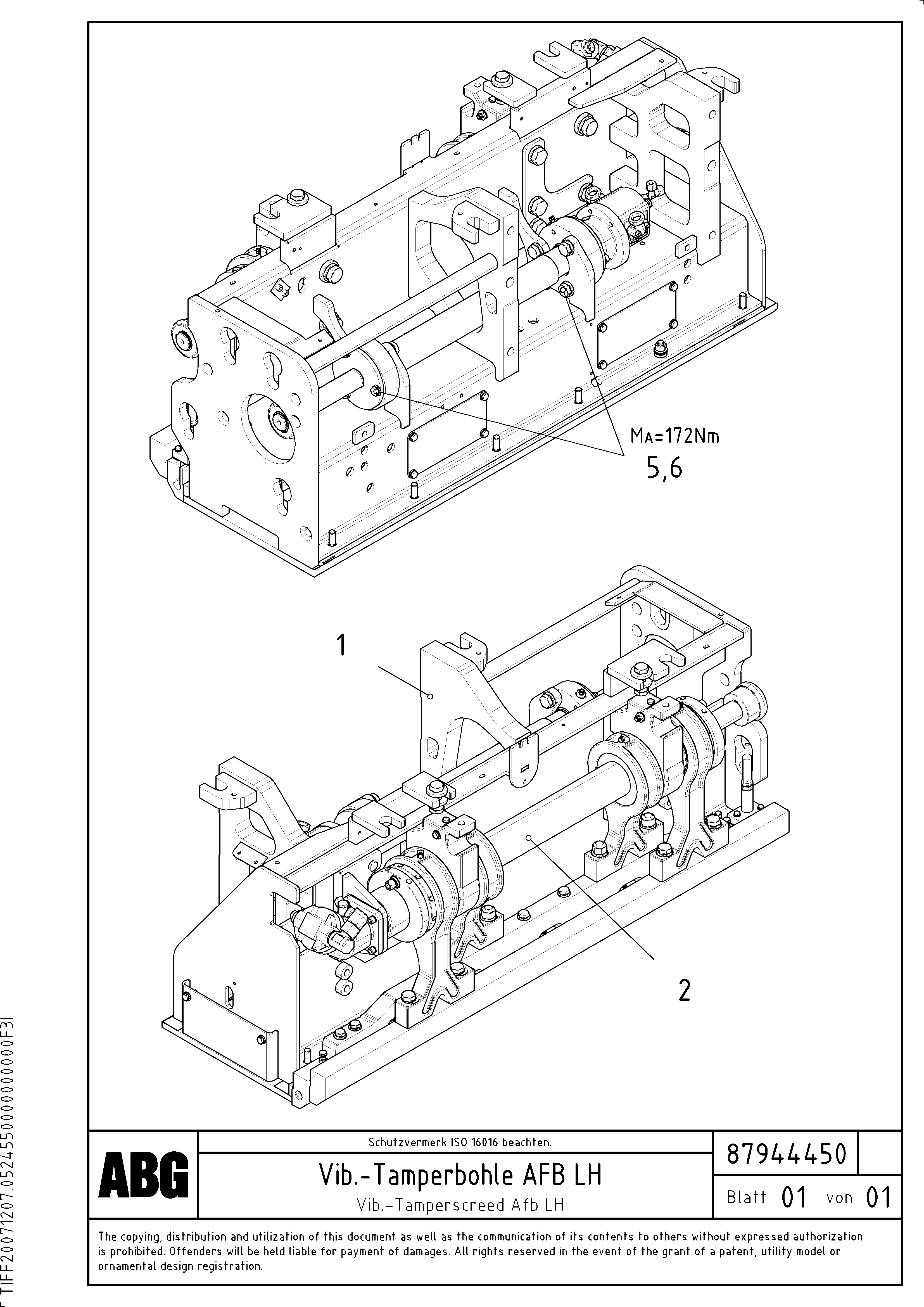 Схема запчастей Volvo ABG8820 - 79544 Vibrator for extendable screed VDT-V 78 ETC ATT. SCREED 2,5 - 9,0 M ABG8820/ABG8820B