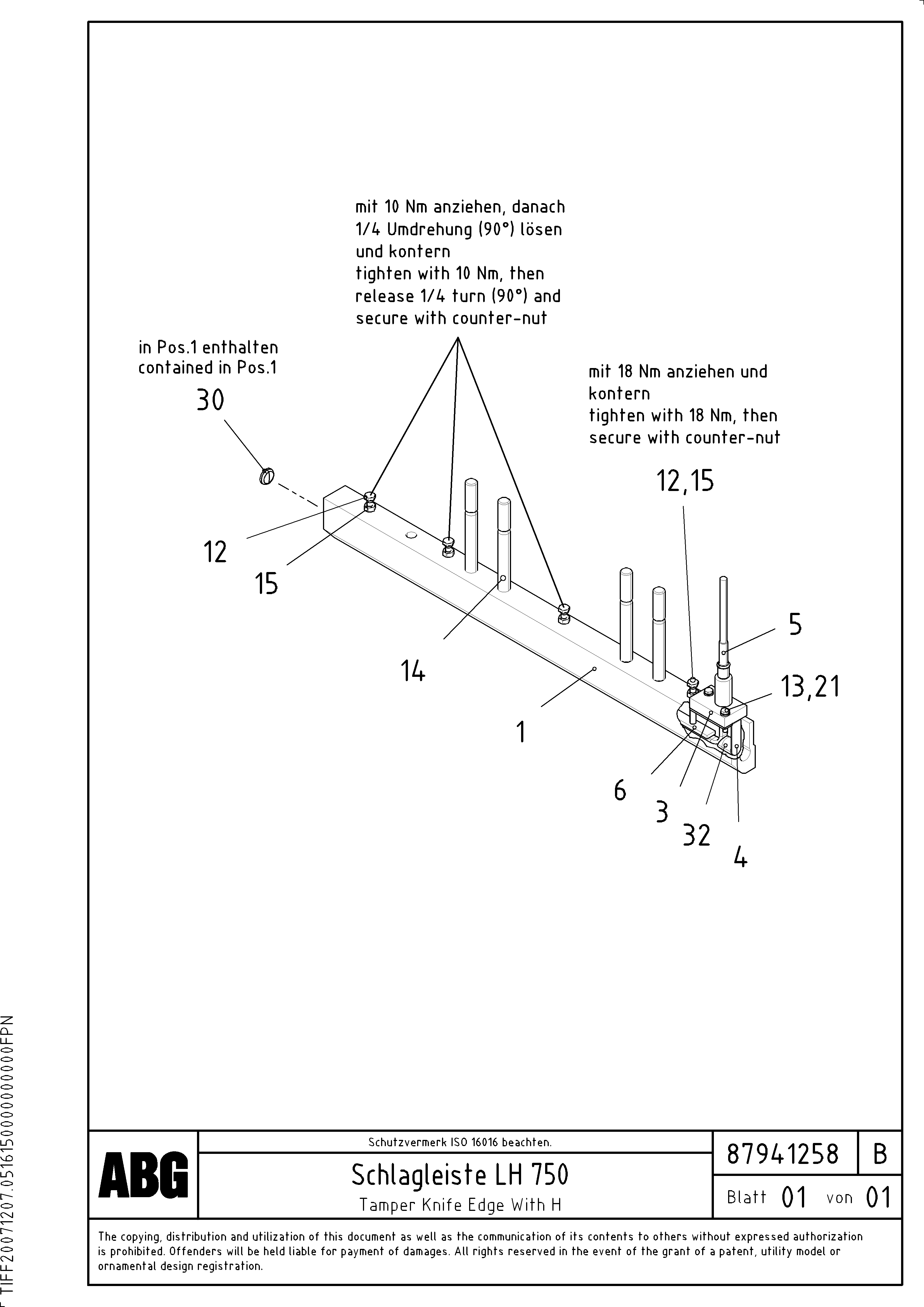 Схема запчастей Volvo ABG8820 - 90949 Tamper knife edge with heat for extension VDT-V 78 ETC ATT. SCREED 2,5 - 9,0 M ABG8820/ABG8820B