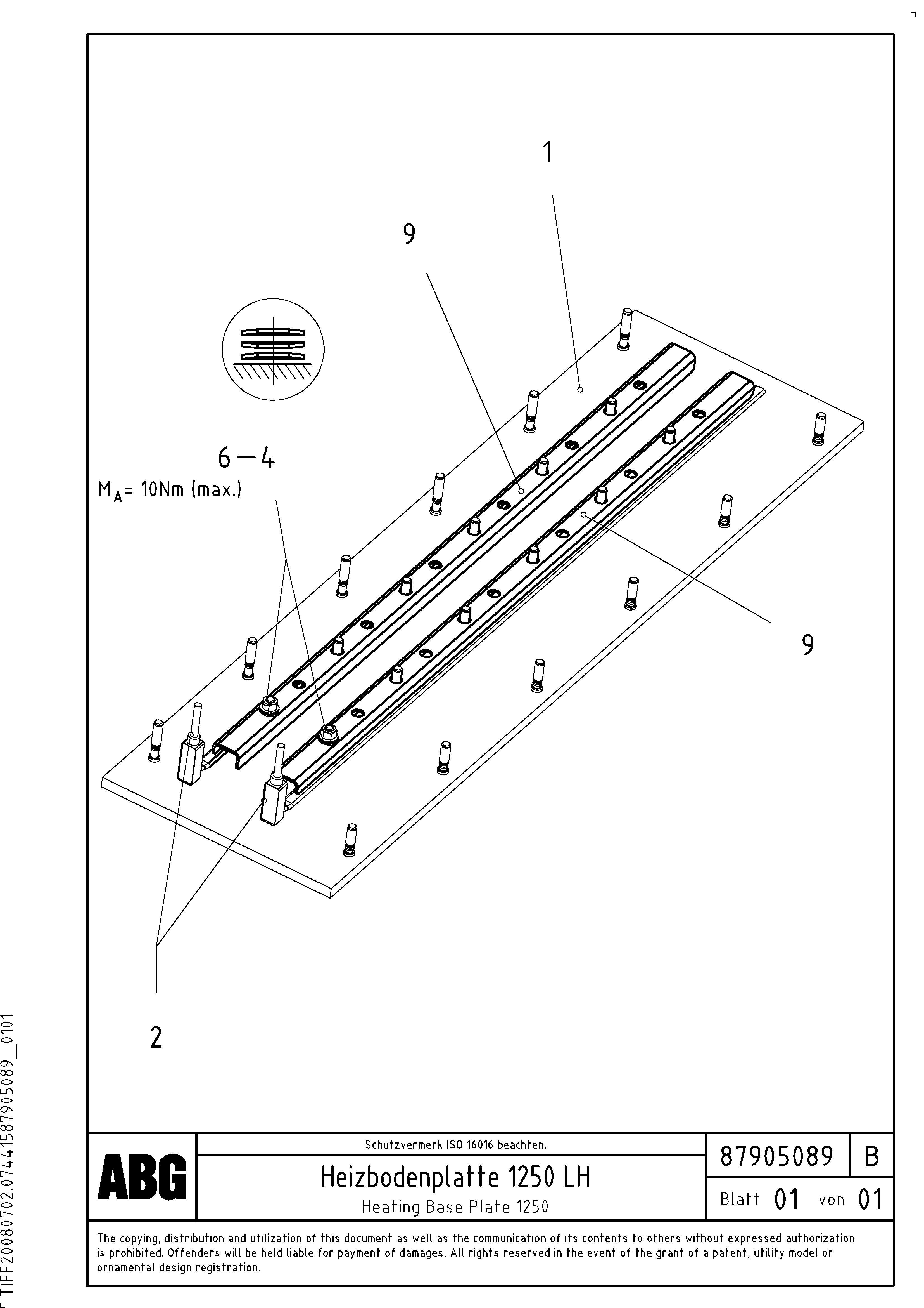 Схема запчастей Volvo ABG8820 - 77521 Heated base plate for extension VDT-V 78 ETC ATT. SCREED 2,5 - 9,0 M ABG8820/ABG8820B
