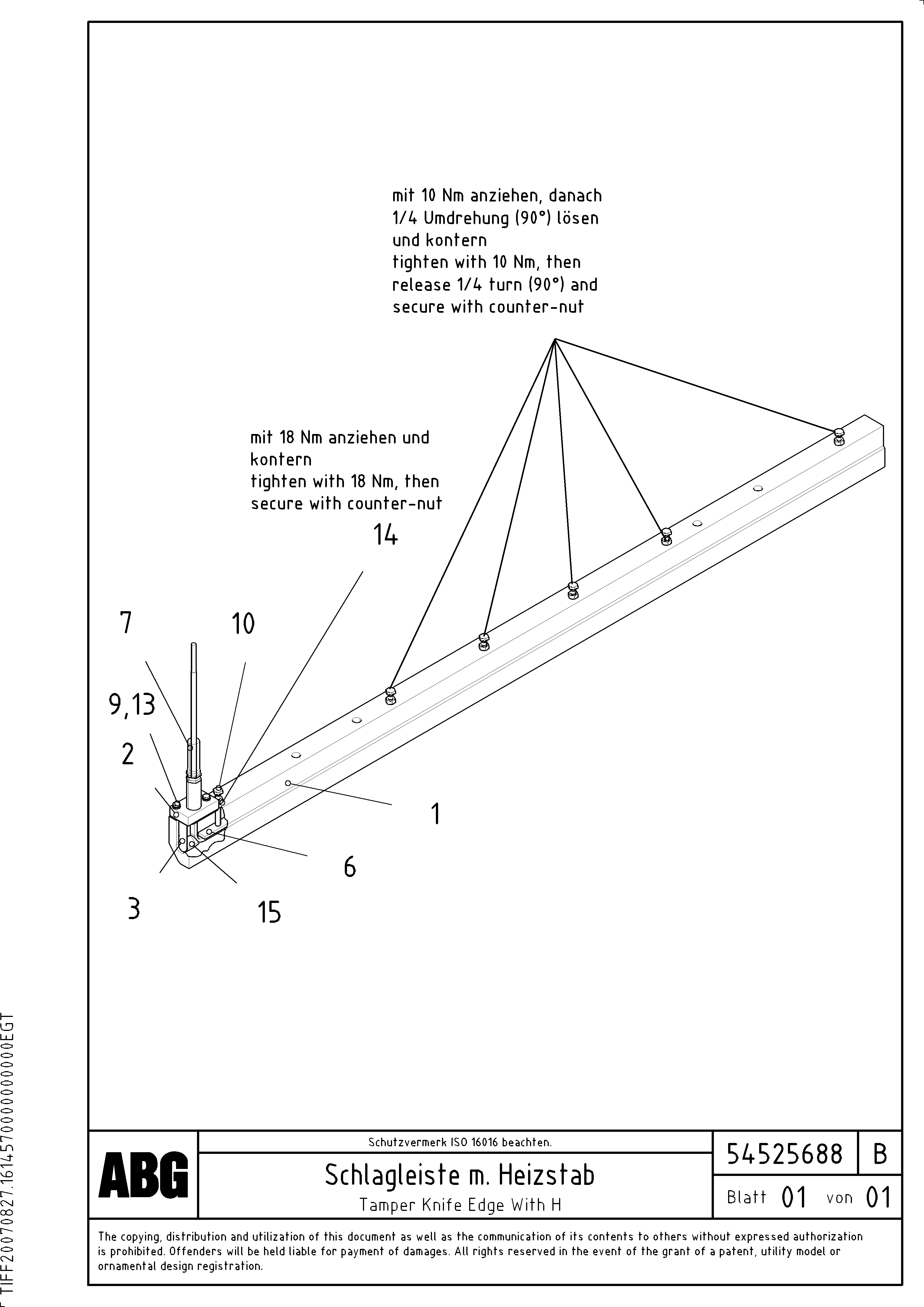 Схема запчастей Volvo ABG8820 - 90244 Tamper knife edge with heating VB 88 ETC ATT. SCREED 3,0 - 10,0M ABG8820, ABG8820B