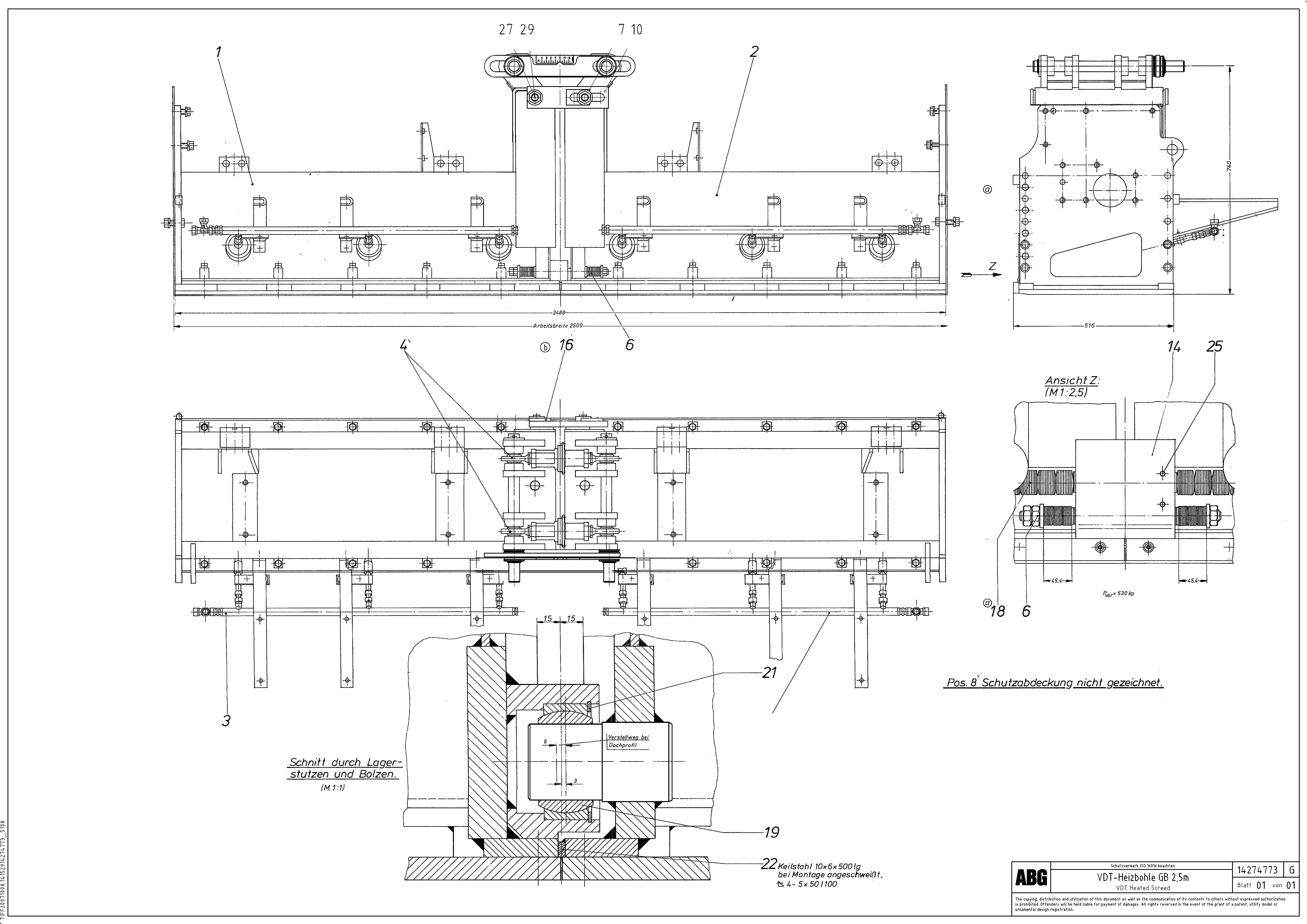 Схема запчастей Volvo ABG8820 - 70816 Heating screed for basic screed VDT 121 VARIO ATT.SCREED 9,0 - 12,0M ABG8820/ABG8820B