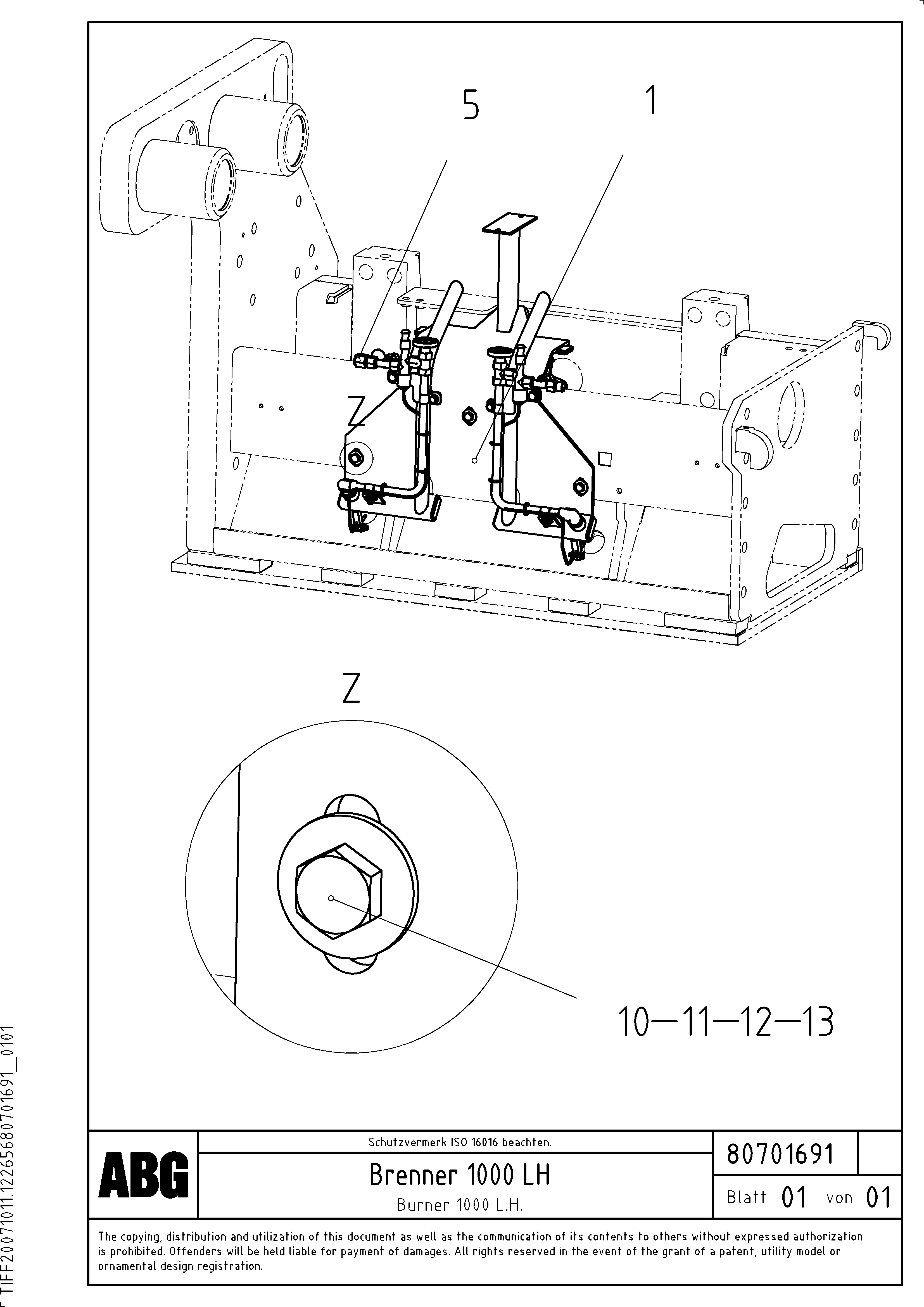 Схема запчастей Volvo ABG8820 - 72443 Gas burner holder VDT 121 VARIO ATT.SCREED 9,0 - 12,0M ABG8820/ABG8820B