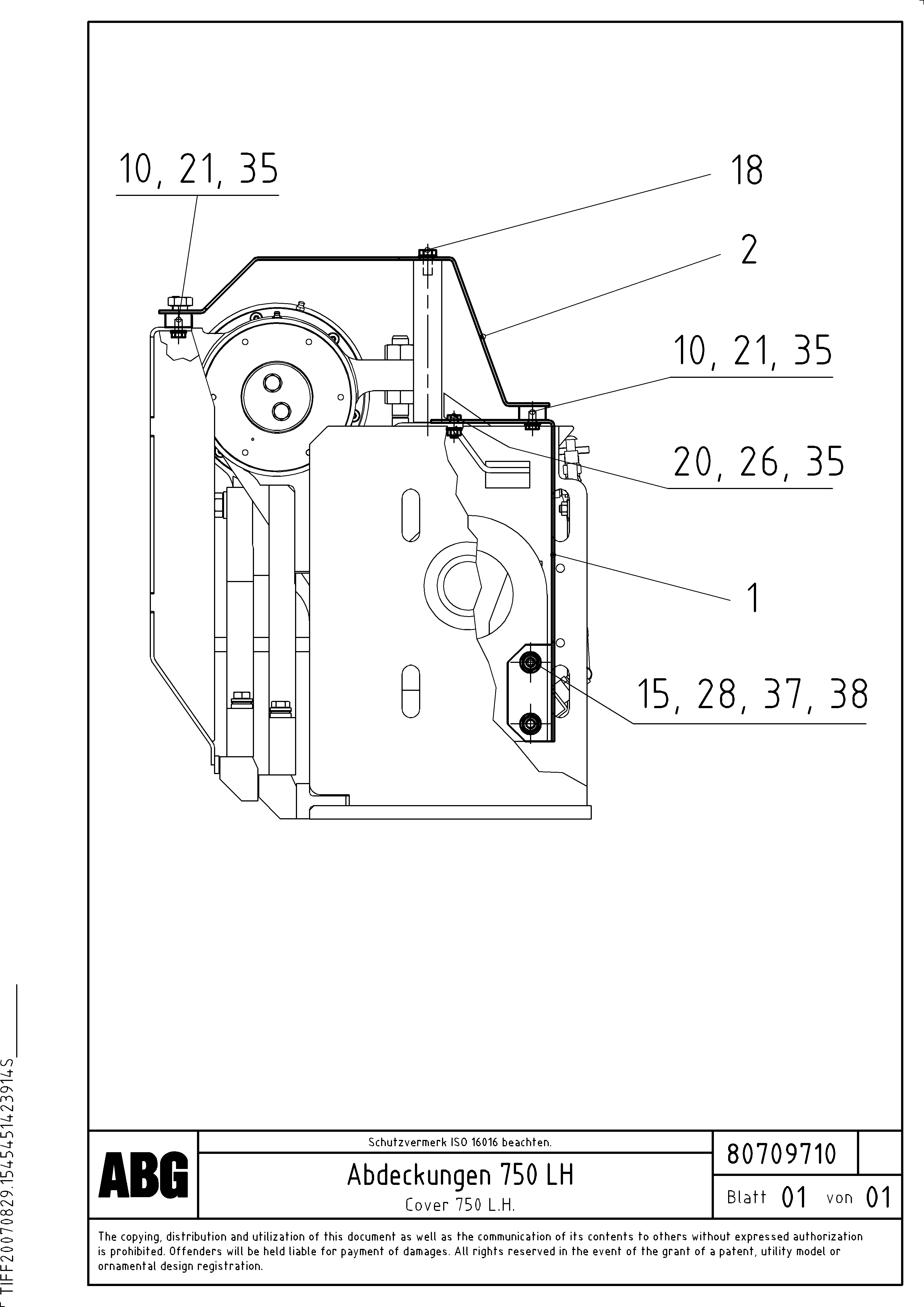 Схема запчастей Volvo ABG8820 - 68630 Protective cover for extension VDT 121 VARIO ATT.SCREED 9,0 - 12,0M ABG8820/ABG8820B
