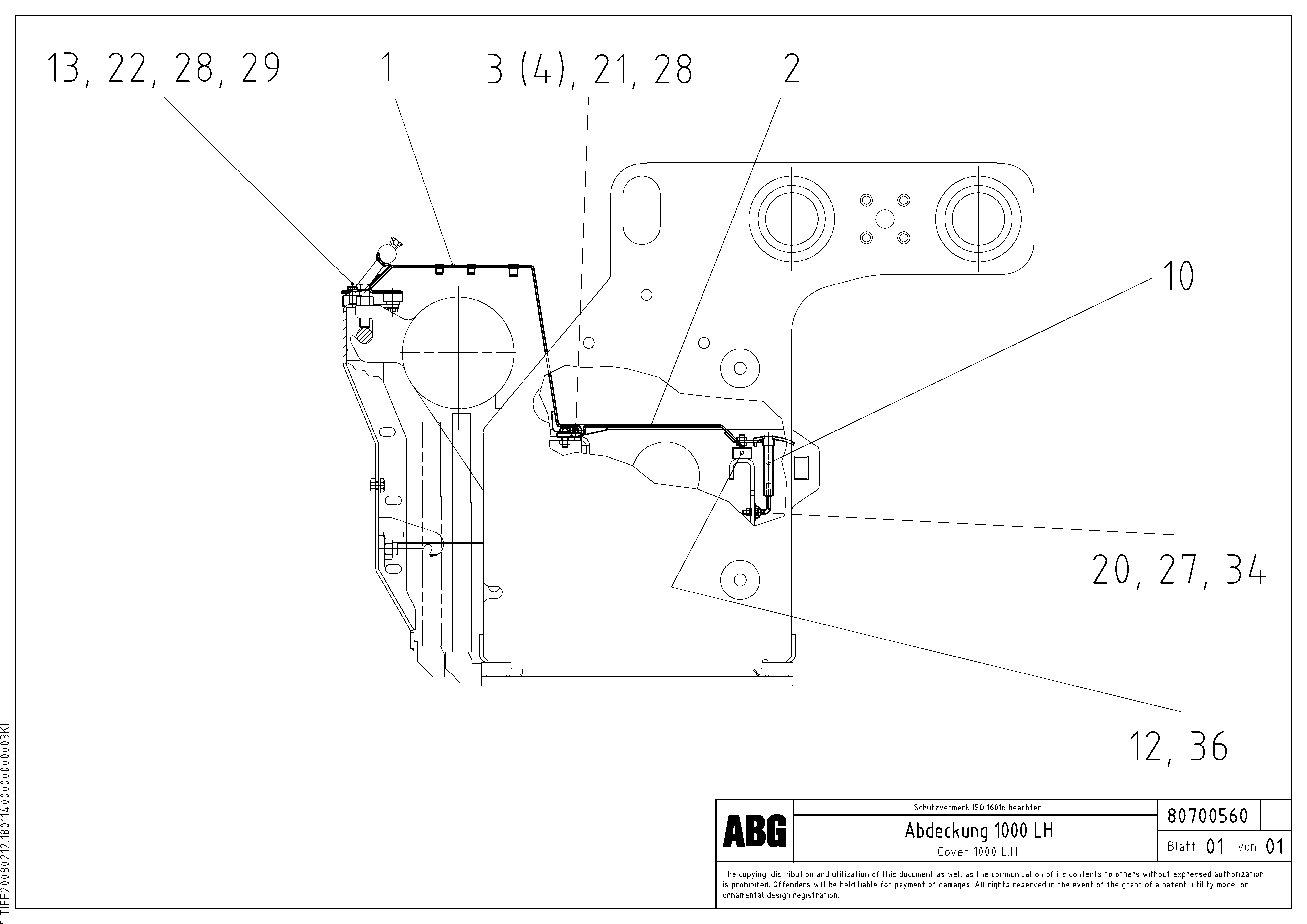 Схема запчастей Volvo ABG8820 - 75353 Protective cover for extension VDT 121 VARIO ATT.SCREED 9,0 - 12,0M ABG8820/ABG8820B