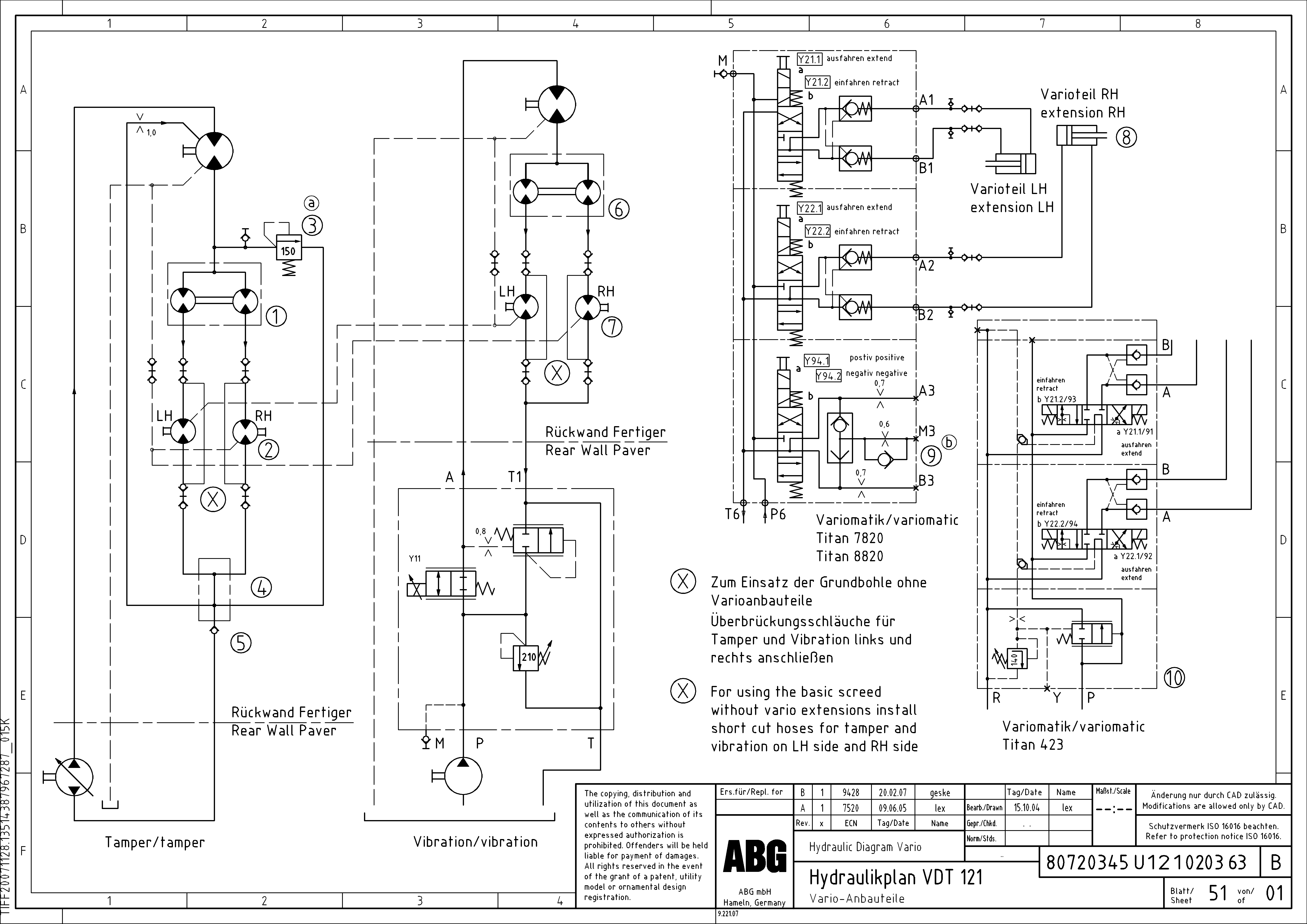 Схема запчастей Volvo ABG8820 - 69538 Hydraulics Vario VDT 121 VDT 121 VARIO ATT.SCREED 9,0 - 12,0M ABG8820/ABG8820B