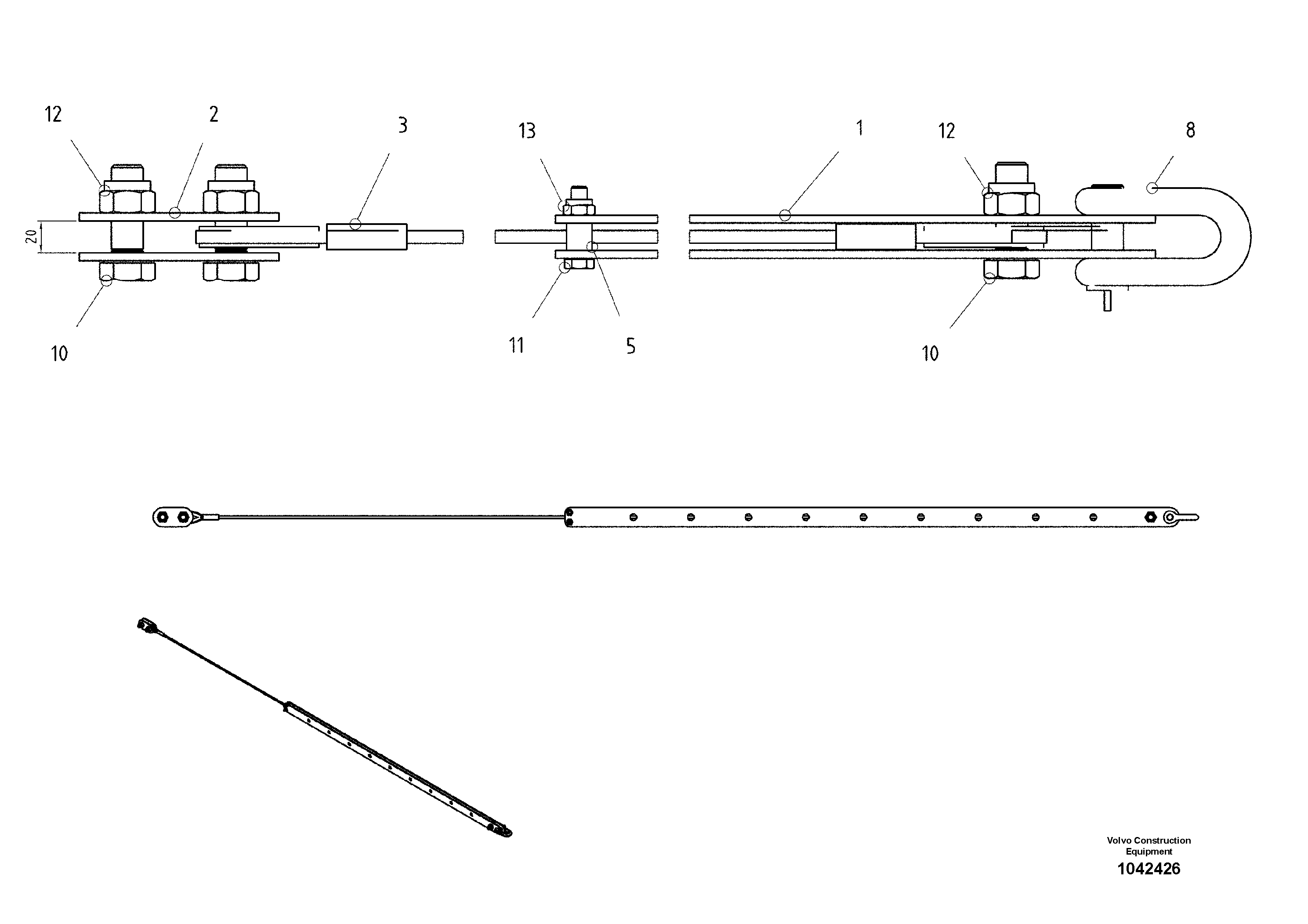 Схема запчастей Volvo ABG8820 - 68578 Adjustable wire for tensioning device VDT 121 VARIO ATT.SCREED 9,0 - 12,0M ABG8820/ABG8820B