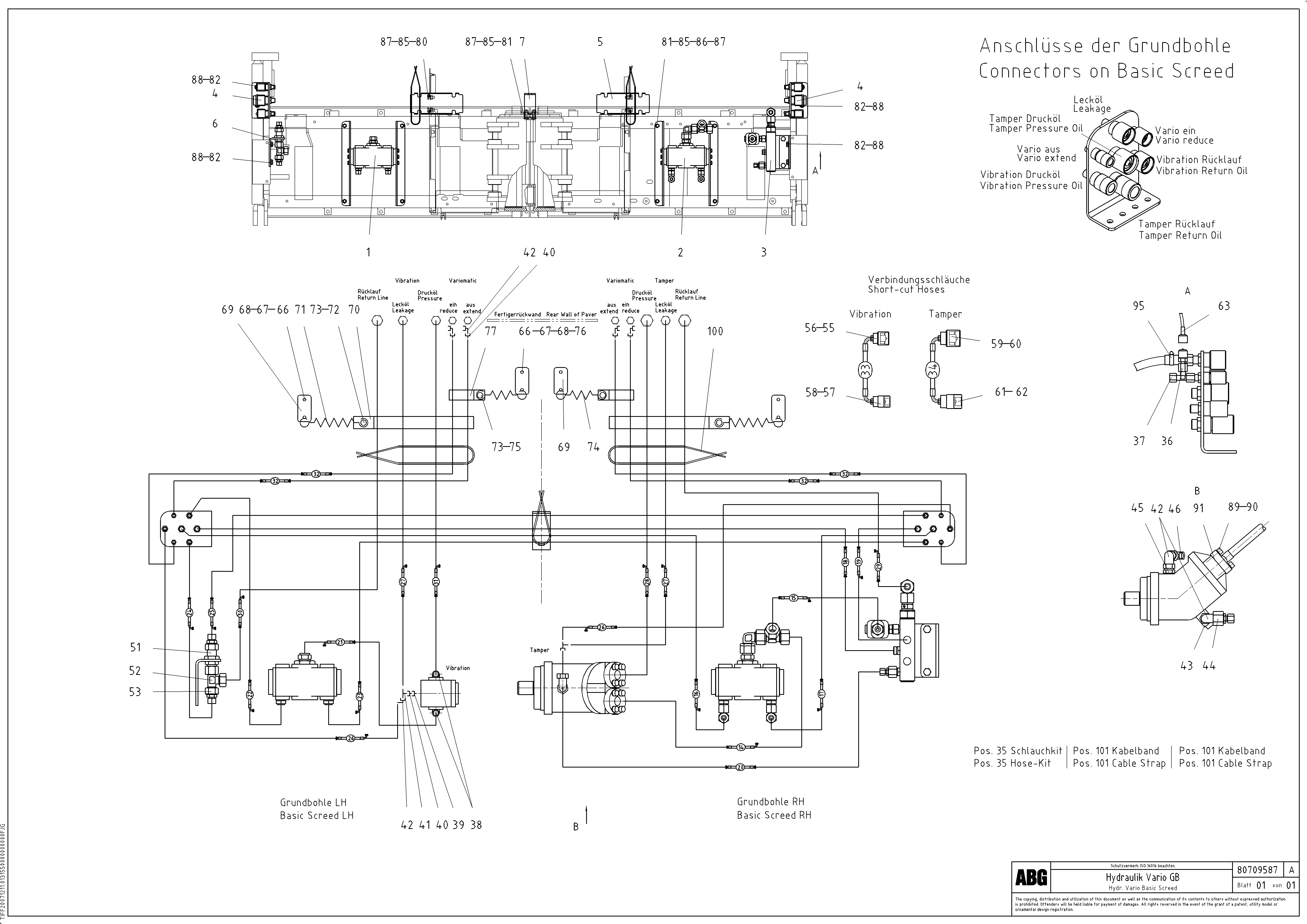 Схема запчастей Volvo ABG8820 - 75745 Hose lines for Vario basic screed VDT 121 VARIO ATT.SCREED 9,0 - 12,0M ABG8820/ABG8820B
