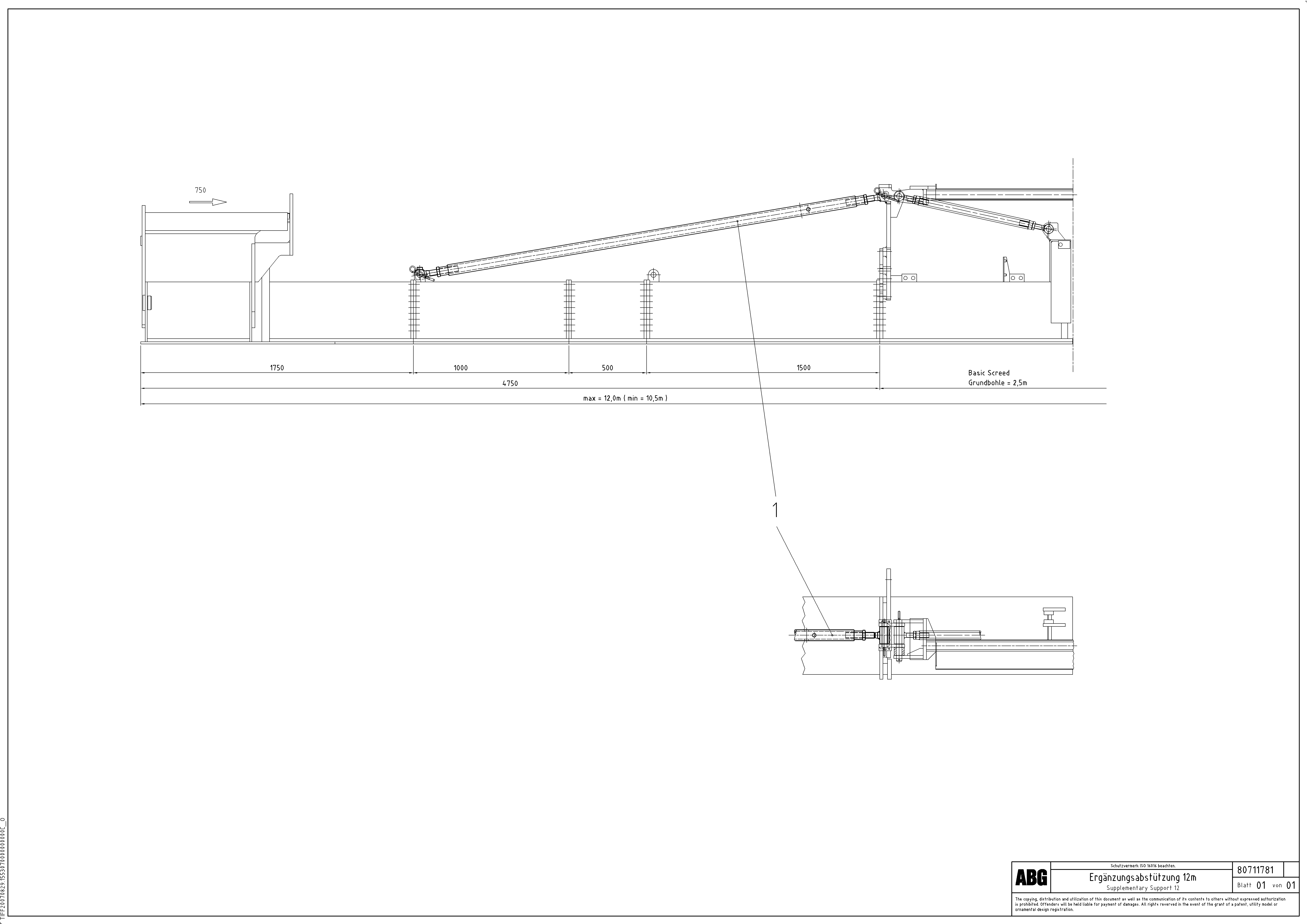 Схема запчастей Volvo ABG8820 - 68863 Screed support for basic screed and extensions VDT 121 VARIO ATT.SCREED 9,0 - 12,0M ABG8820/ABG8820B