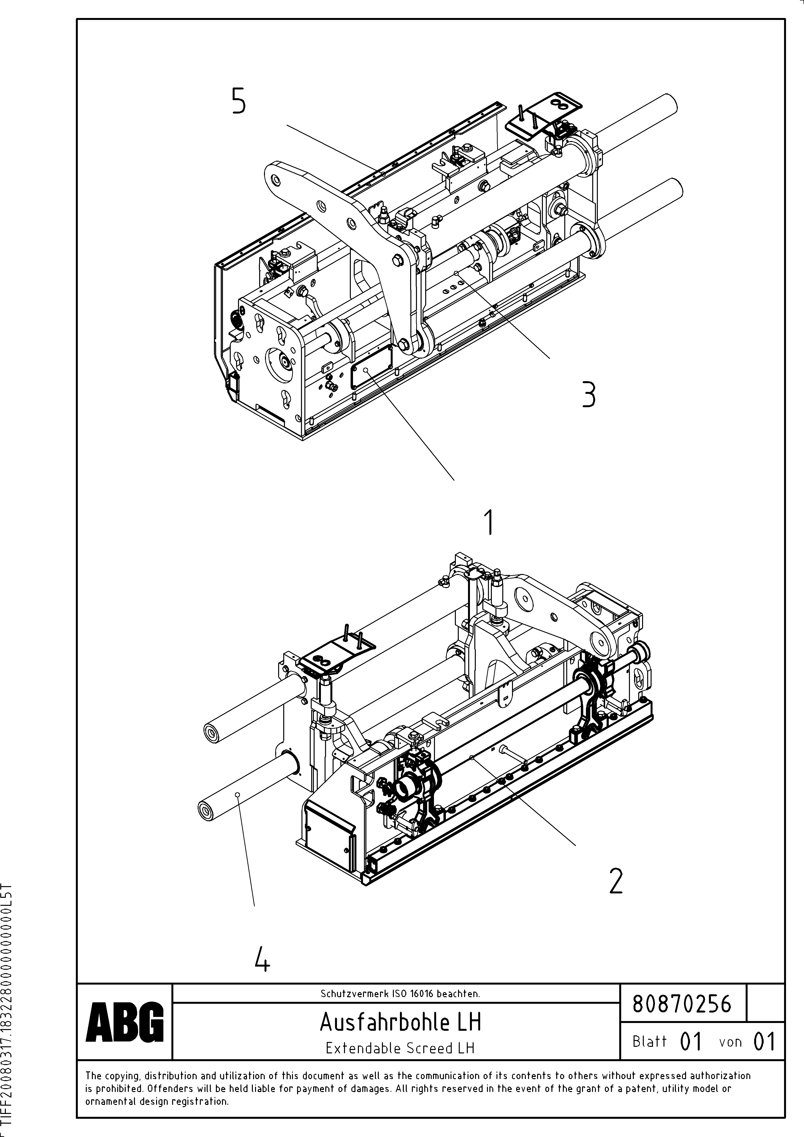 Схема запчастей Volvo ABG8820 - 68615 Extendable screed VB 88 GTC ATT. SCREEDS 3,0 -10,0M ABG8820/ABG8820B