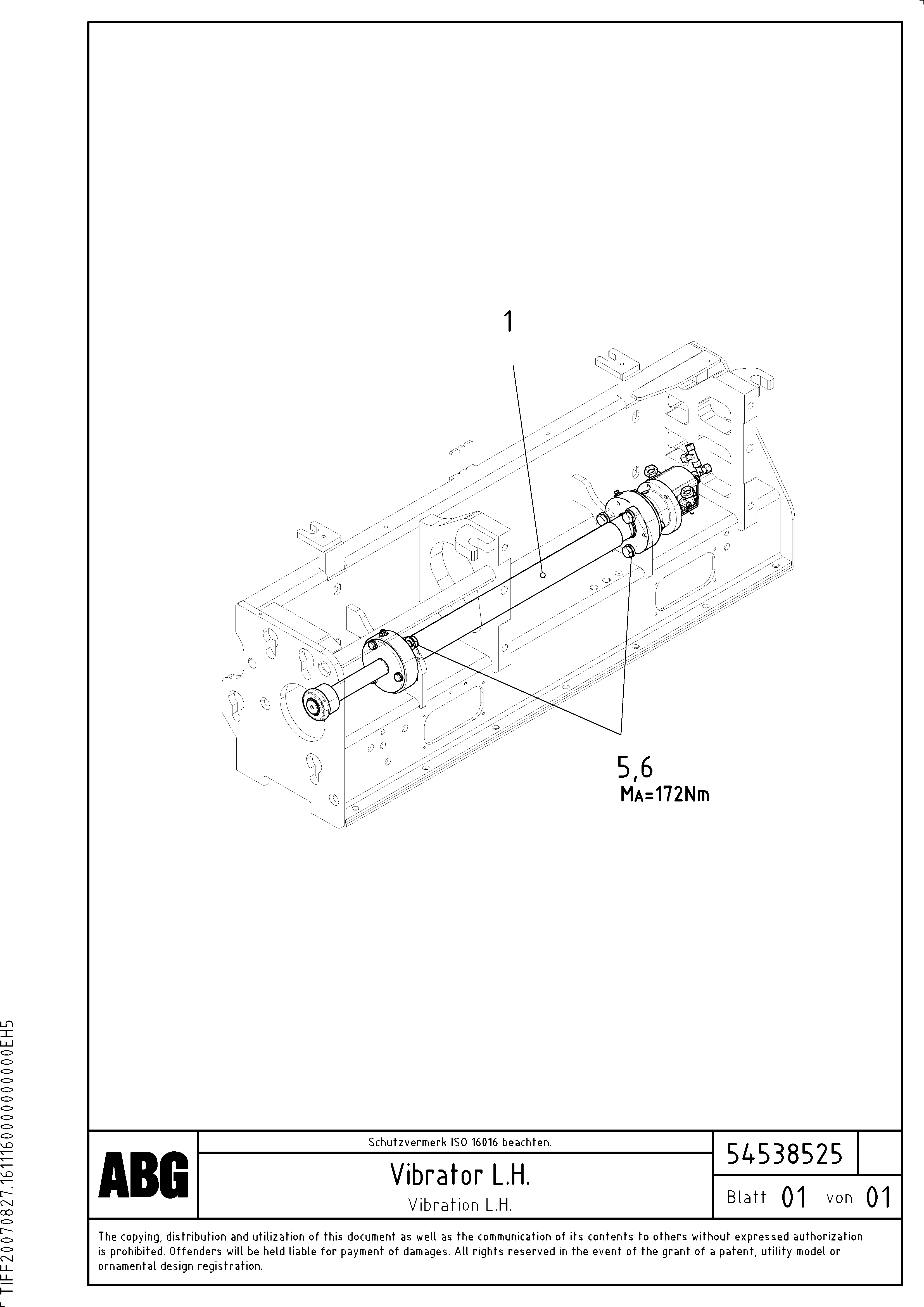 Схема запчастей Volvo ABG8820 - 70457 Vibrator for extendable screed VB 88 GTC ATT. SCREEDS 3,0 -10,0M ABG8820/ABG8820B