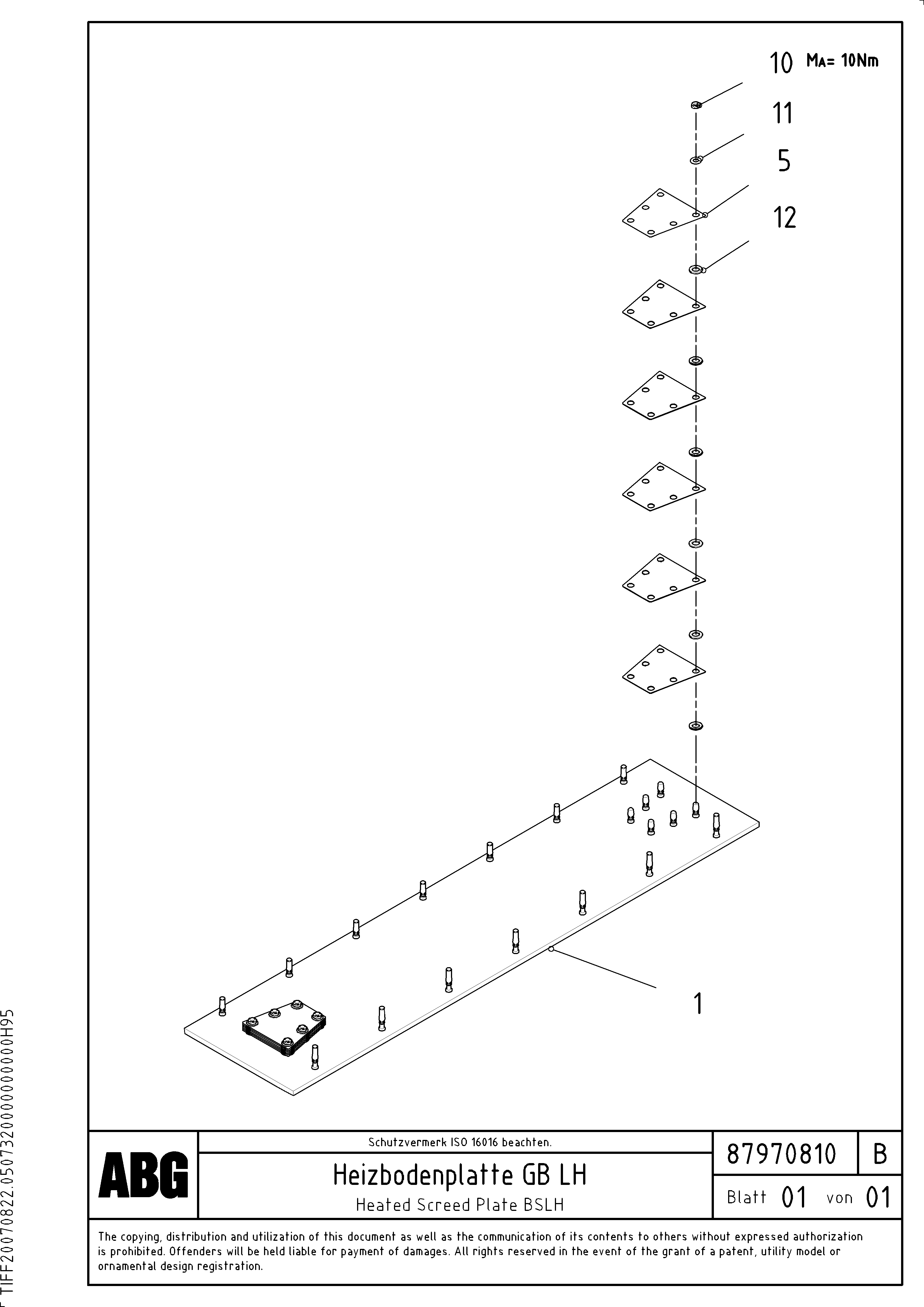 Схема запчастей Volvo ABG8820 - 67810 Heated screed plate for basic screed VB 88 GTC ATT. SCREEDS 3,0 -10,0M ABG8820/ABG8820B
