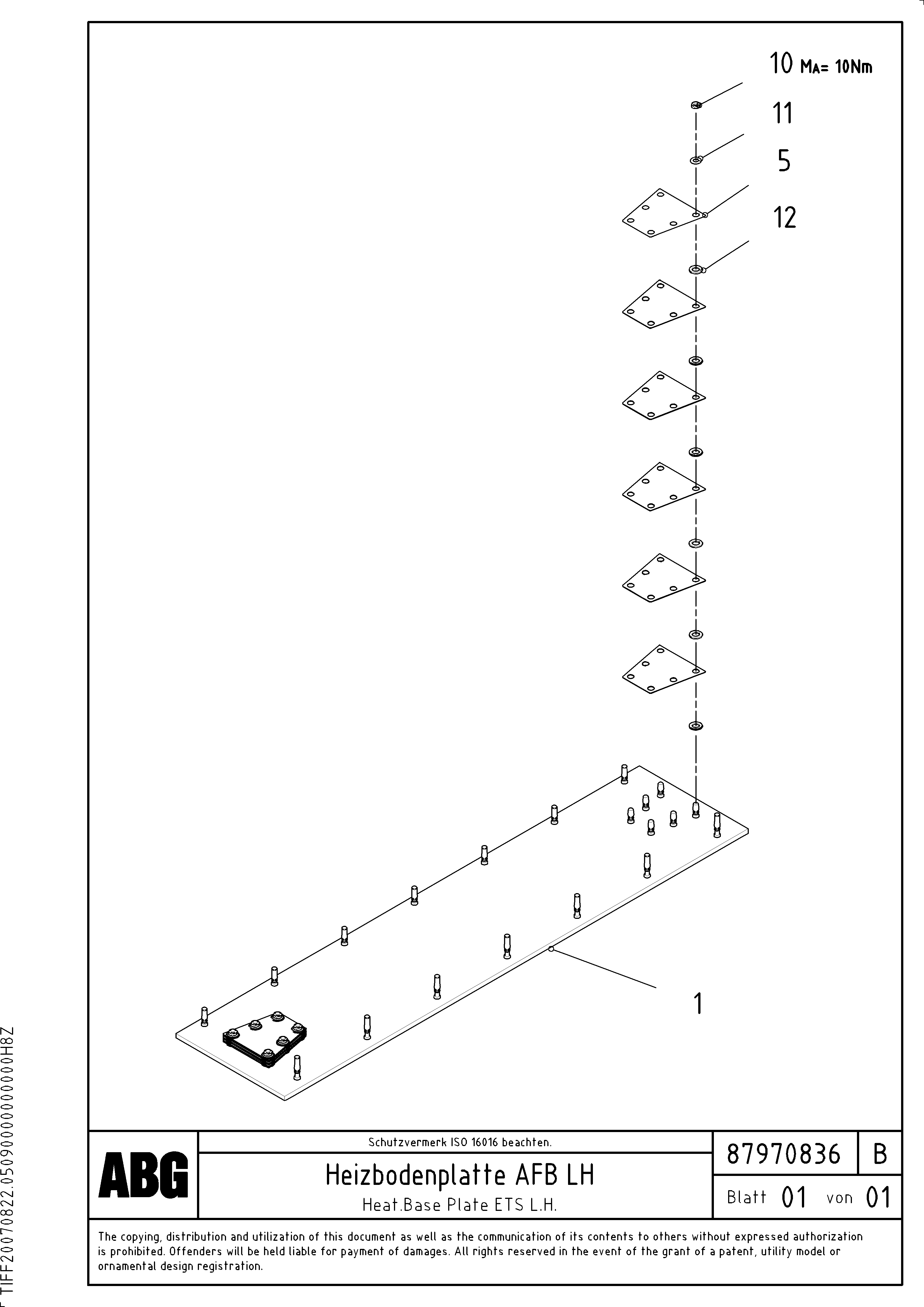 Схема запчастей Volvo ABG8820 - 69206 Heating base plate for extension VB 88 GTC ATT. SCREEDS 3,0 -10,0M ABG8820/ABG8820B