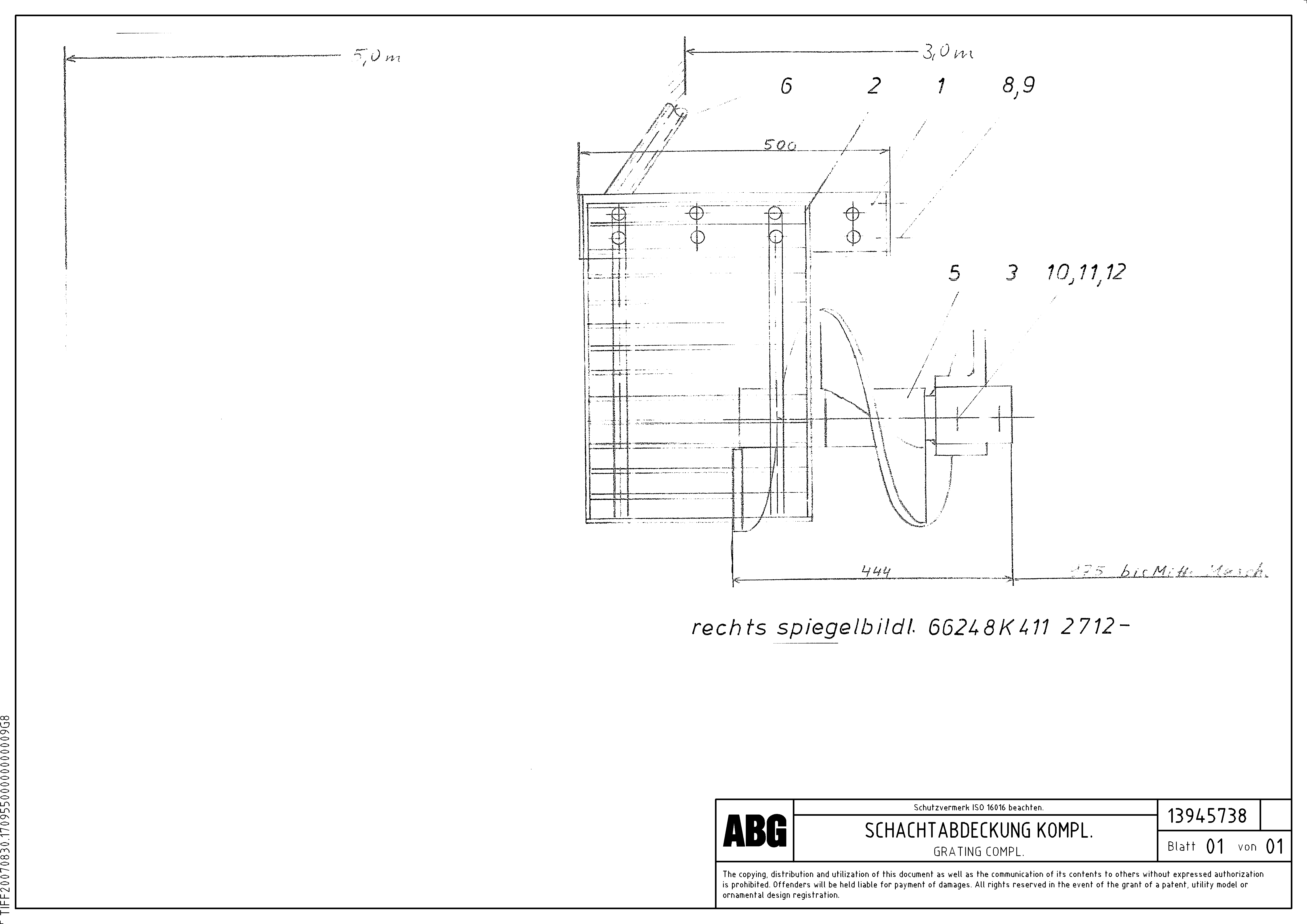Схема запчастей Volvo ABG8820 - 81198 Auger extension VB 78 GTC ATT. SCREEDS 2,5 - 9,0M ABG8820, ABG8820B