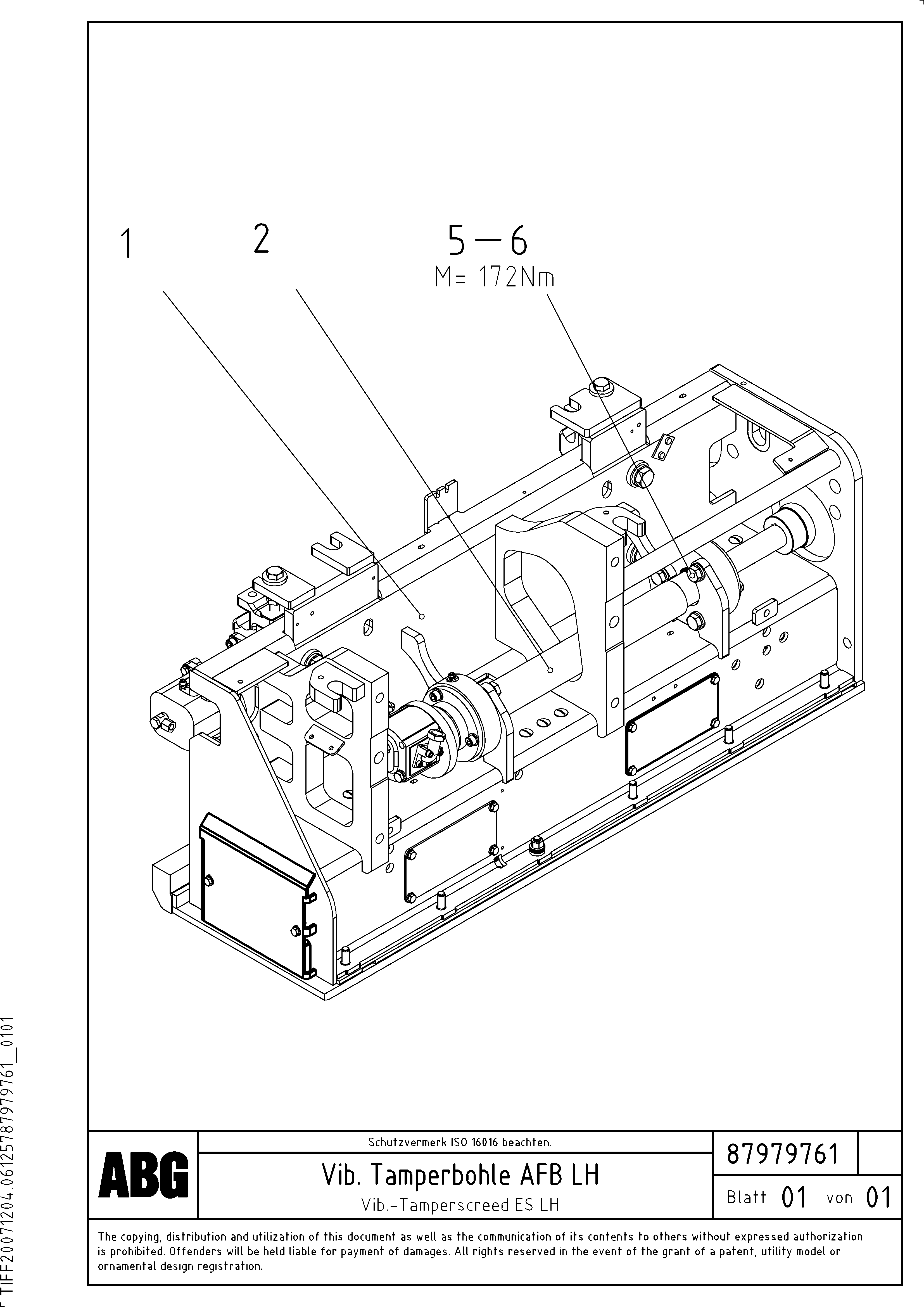 Схема запчастей Volvo ABG8820 - 73769 Vib.-tamperscreed for extension VB 78 GTC ATT. SCREEDS 2,5 - 9,0M ABG8820, ABG8820B