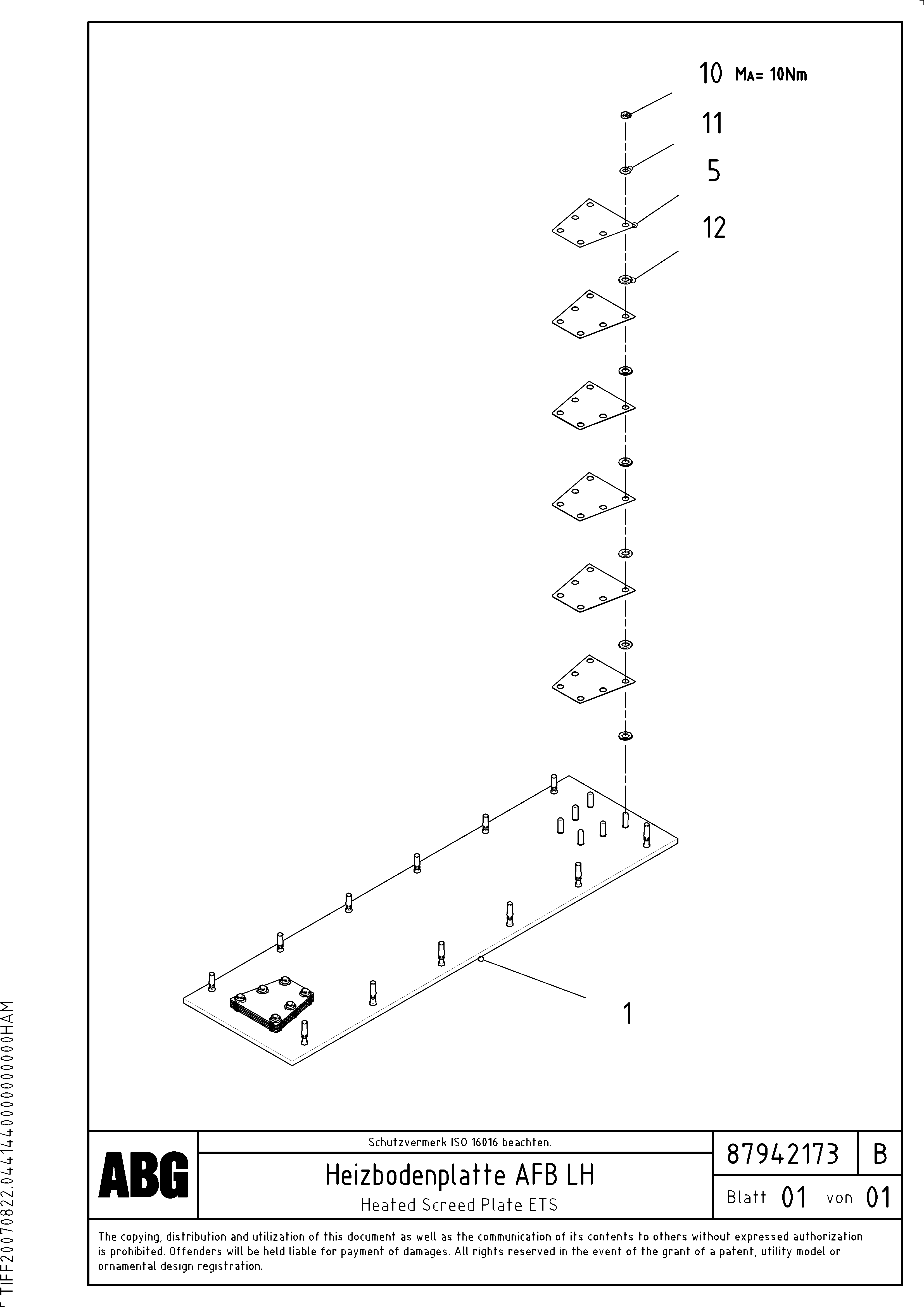 Схема запчастей Volvo ABG8820 - 72699 Heating screed extension VB 78 GTC ATT. SCREEDS 2,5 - 9,0M ABG8820, ABG8820B