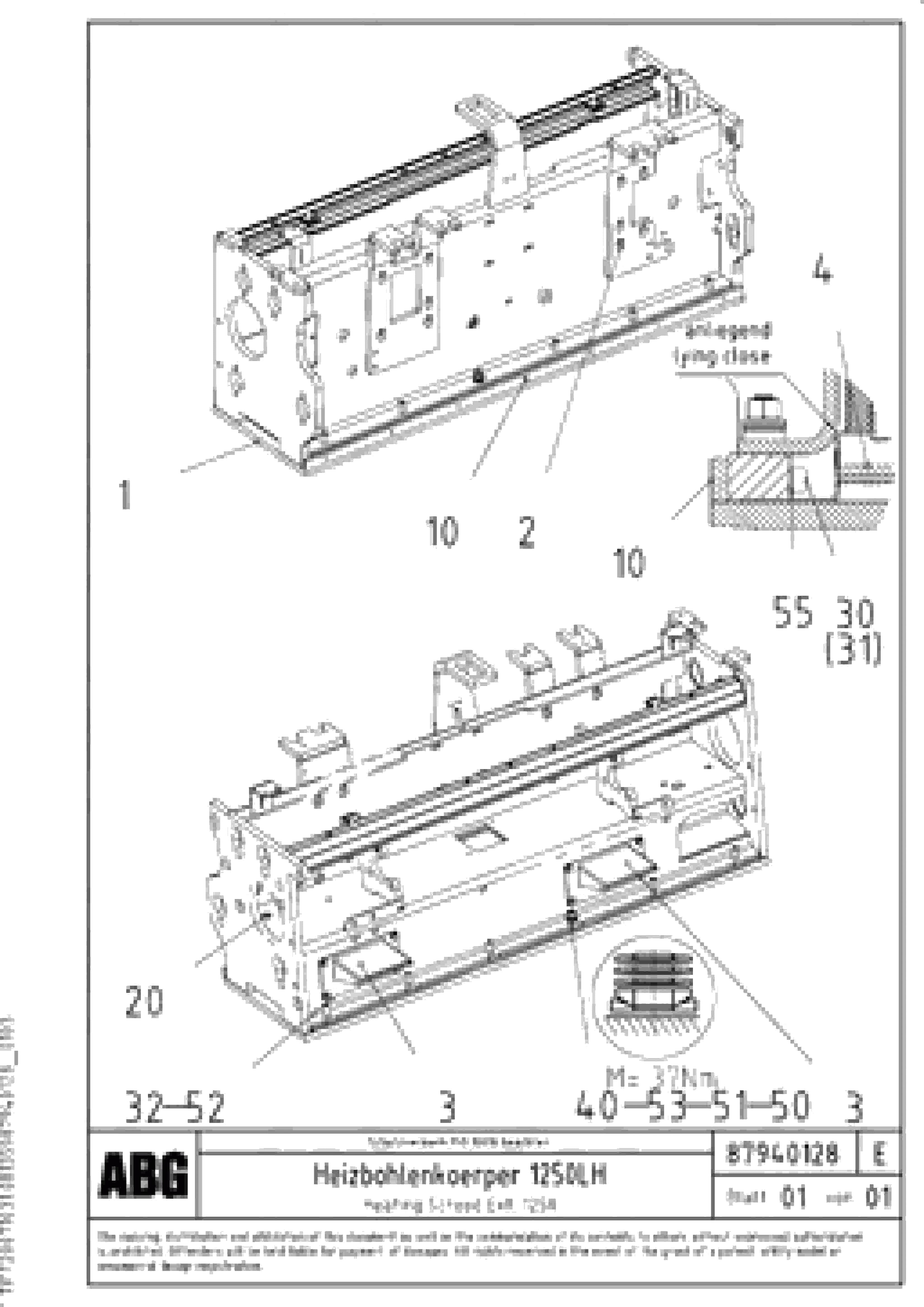 Схема запчастей Volvo ABG8820 - 80001 Heating screed for extension VB 78 GTC ATT. SCREEDS 2,5 - 9,0M ABG8820, ABG8820B