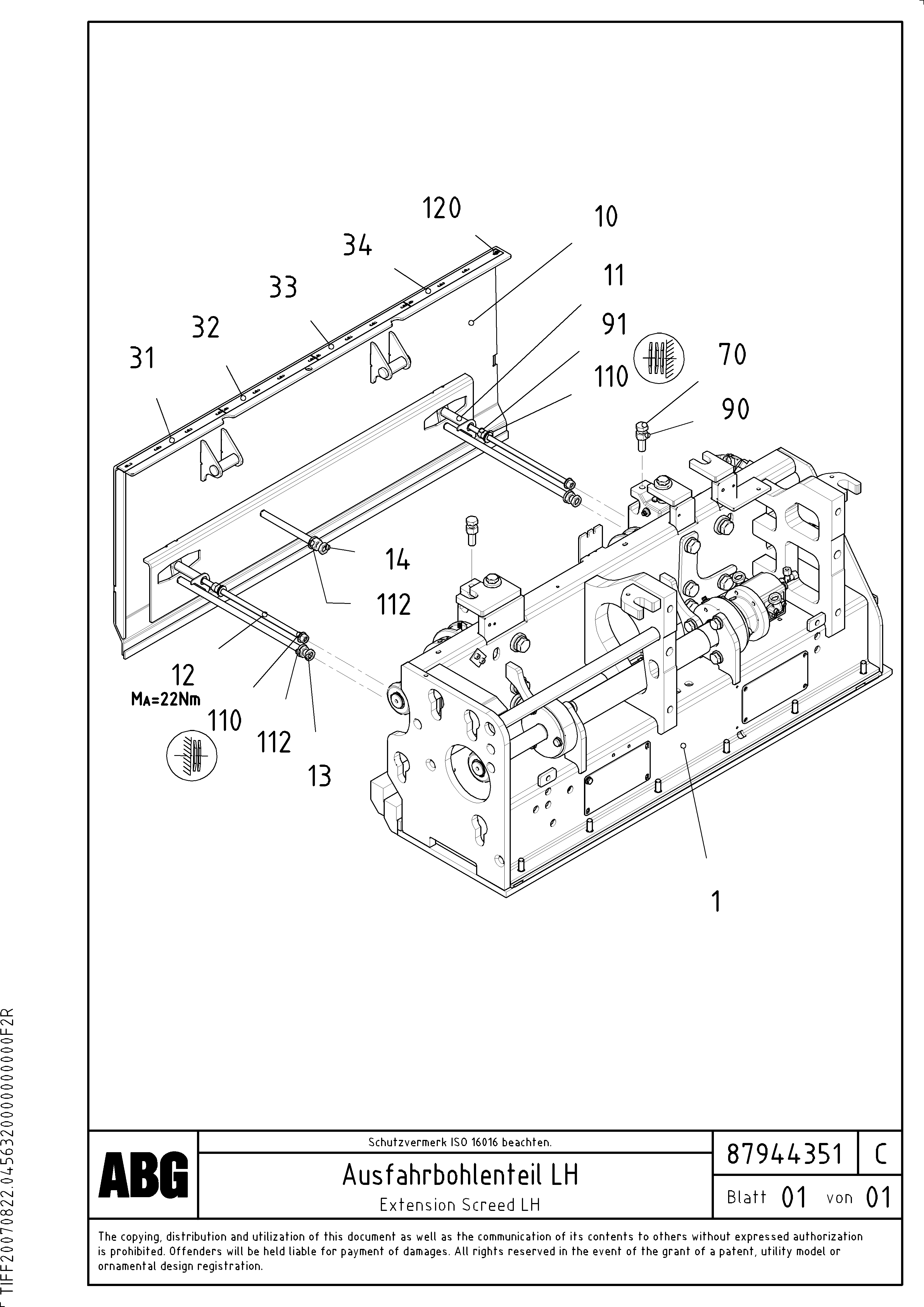 Схема запчастей Volvo ABG8820 - 69979 Deflector plate for extandable screed VDT-V 78 GTC ATT. SCREEDS 2,5 - 9,0M AGB8820, AGB8820B