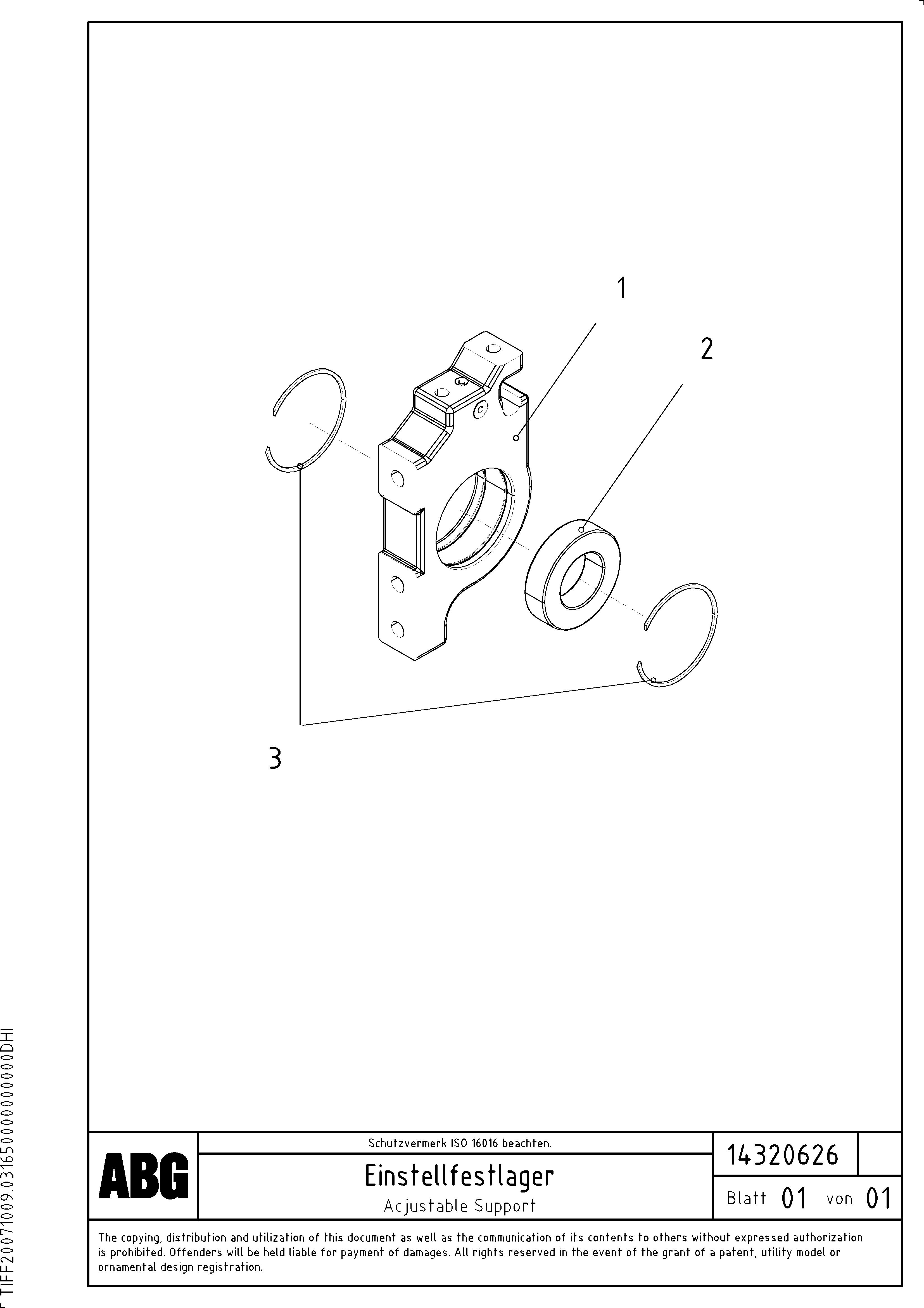 Схема запчастей Volvo ABG8820 - 70568 Adjustable support for drive shaft VDT-V 78 GTC ATT. SCREEDS 2,5 - 9,0M AGB8820, AGB8820B