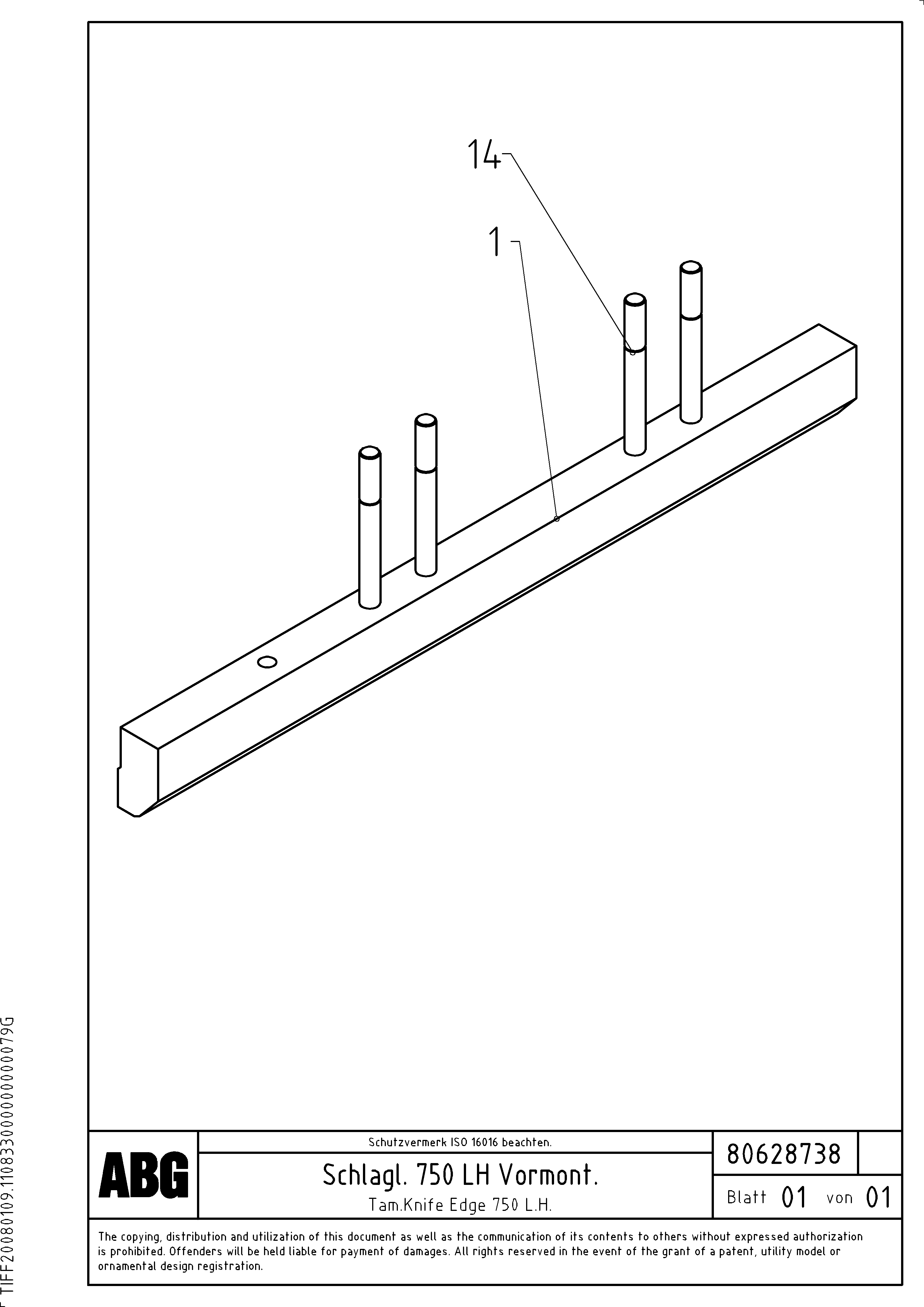Схема запчастей Volvo ABG8820 - 71954 Tamper knife edge with heating, for extension VDT-V 78 GTC ATT. SCREEDS 2,5 - 9,0M AGB8820, AGB8820B