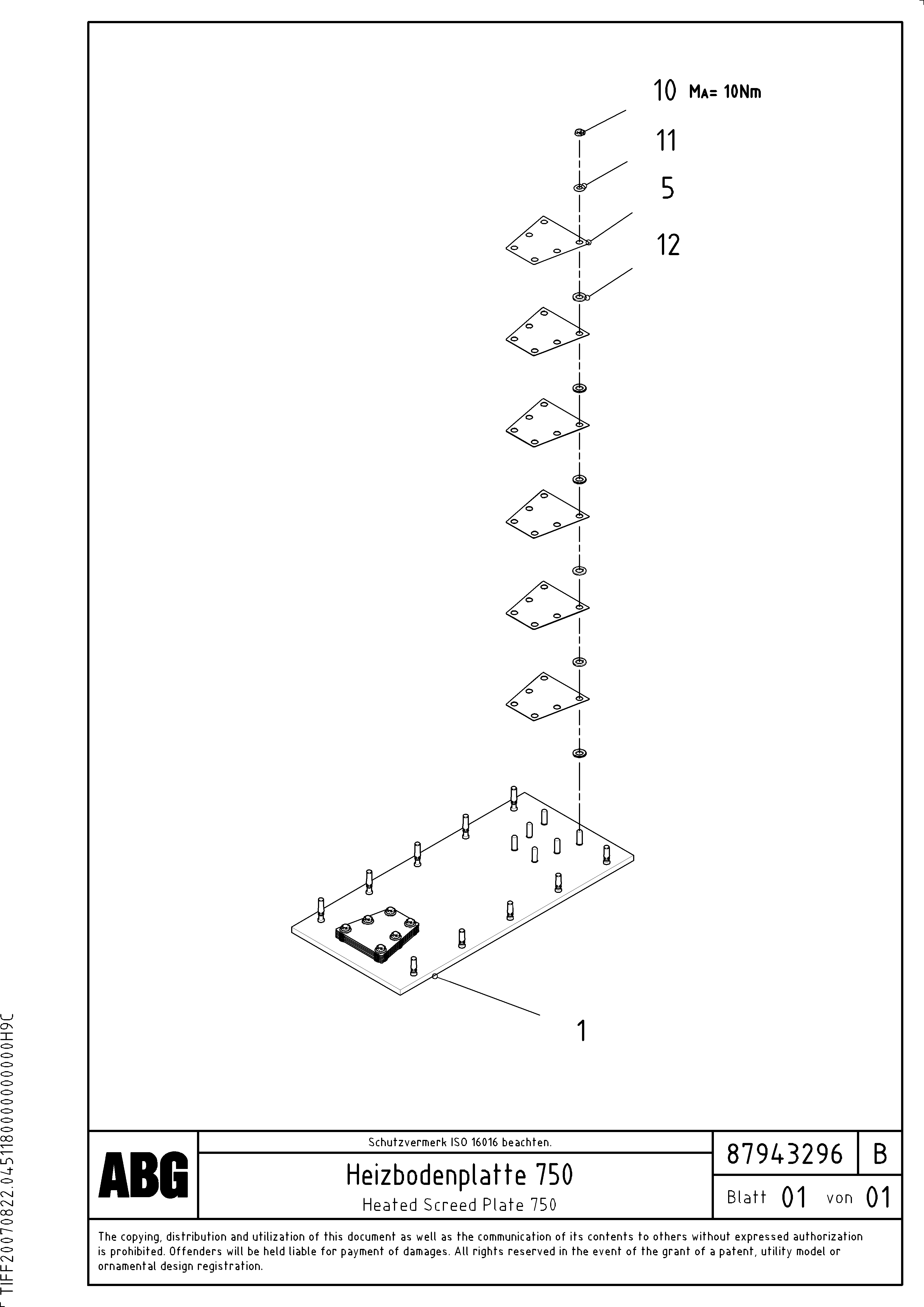 Схема запчастей Volvo ABG8820 - 71972 Heated base plate for extension VDT-V 78 GTC ATT. SCREEDS 2,5 - 9,0M AGB8820, AGB8820B