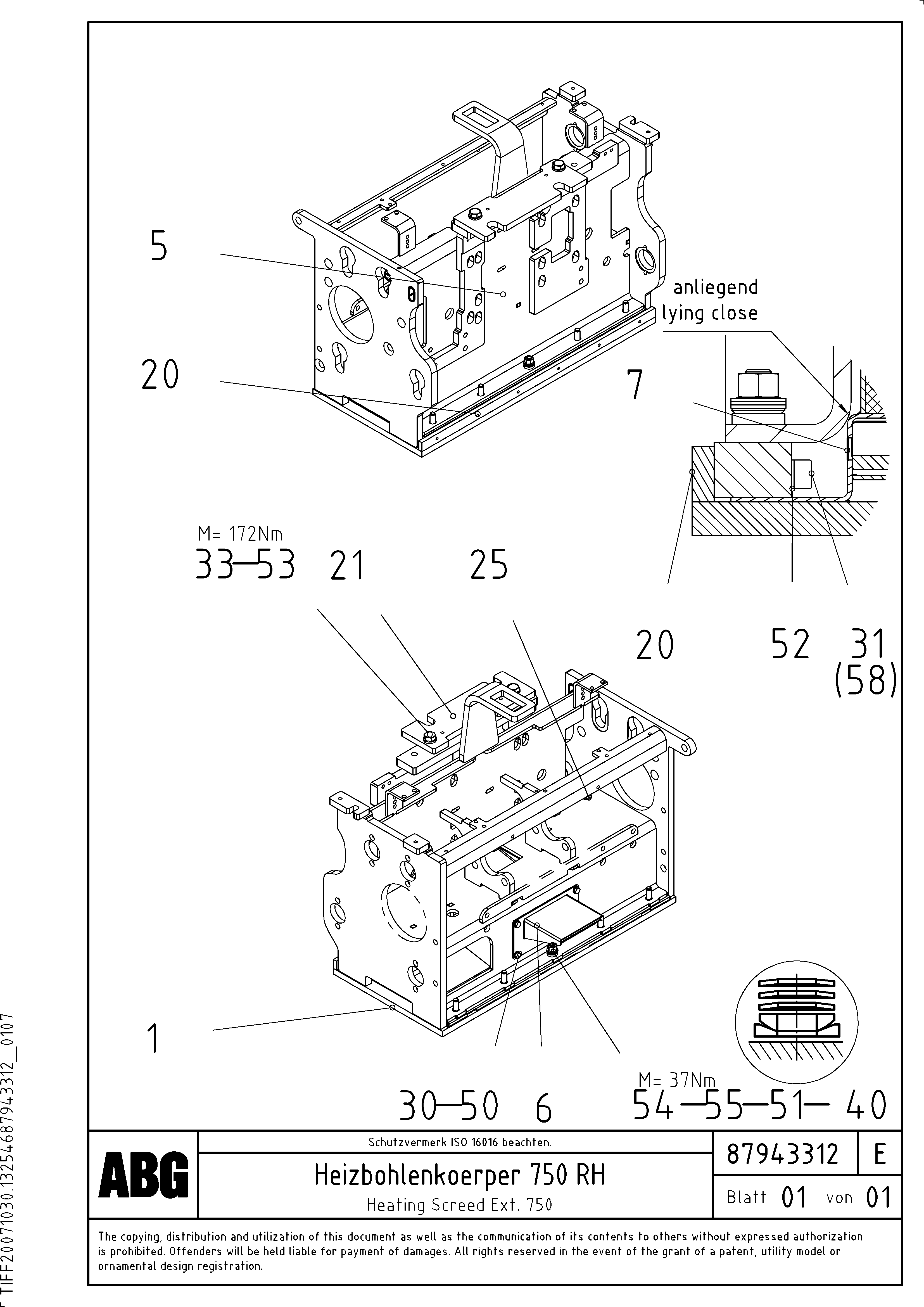 Схема запчастей Volvo ABG8820 - 71973 Heating screed for extension VDT-V 78 GTC ATT. SCREEDS 2,5 - 9,0M AGB8820, AGB8820B