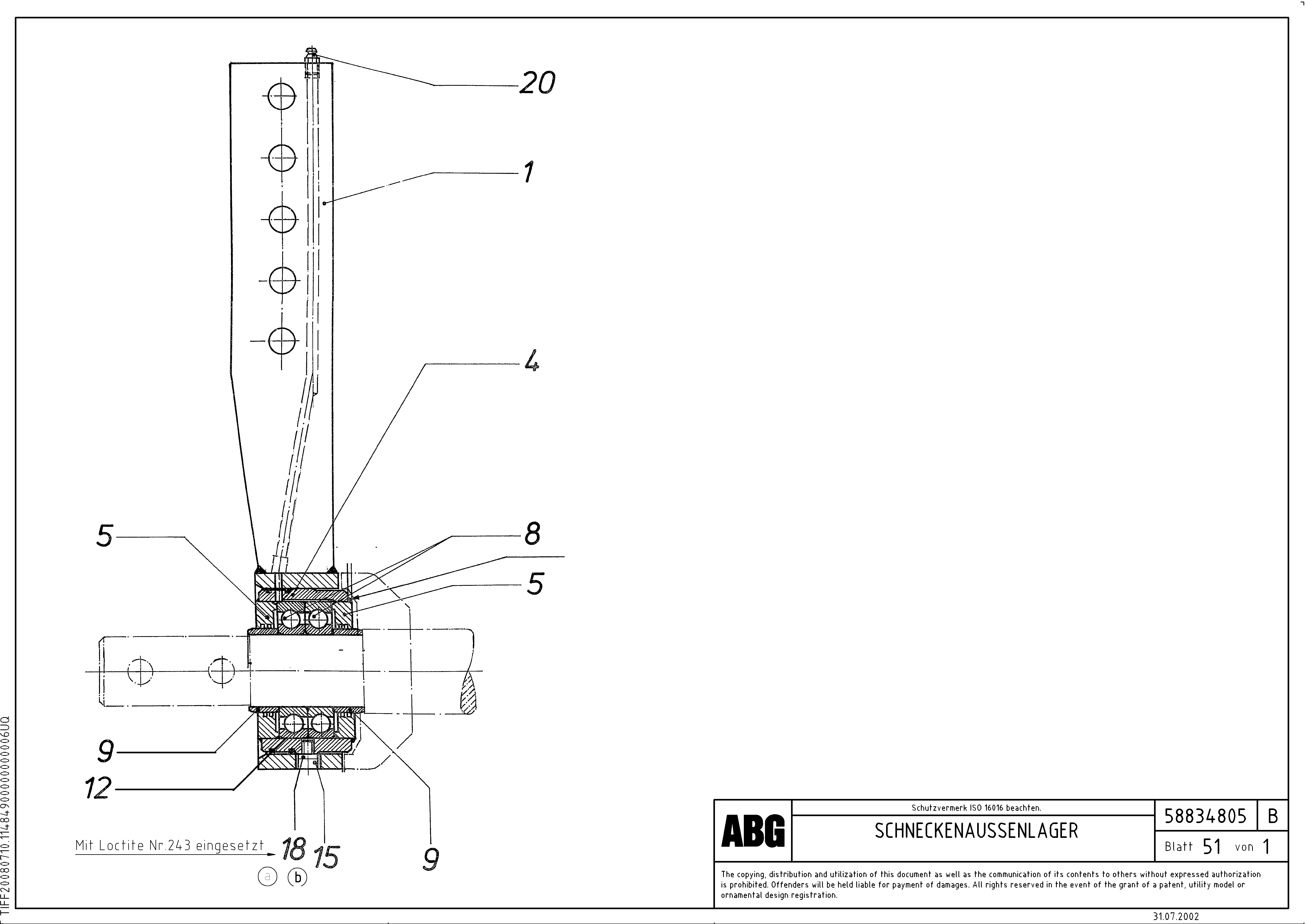 Схема запчастей Volvo ABG8820 - 70356 Outer auger bearing for auger extension VB 89 ETC ATT. SCREEDS 3,0 - 9,0M ABG8820, ABG8820B